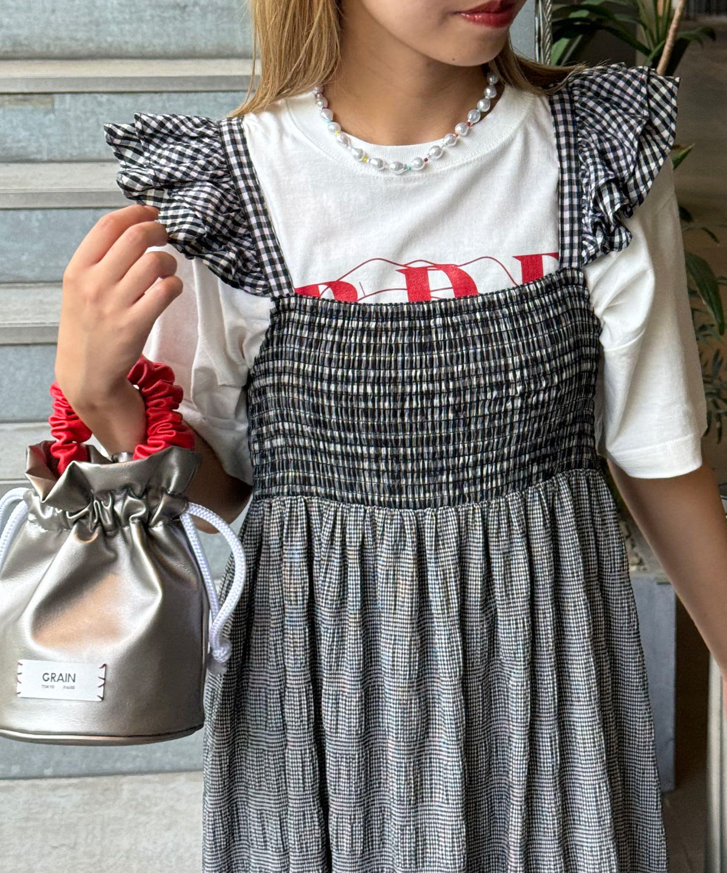 HELLO.SANFRANCISCO/ハローサンフランシスコ】シアーチェックフリル