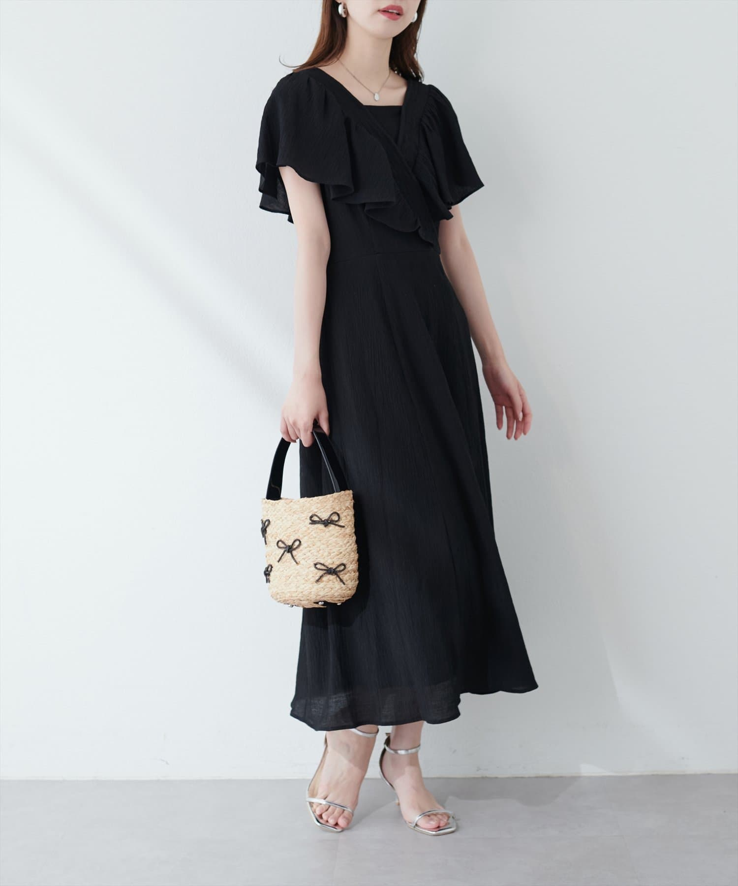 mamamo】ギャザーフリルカシュクールワンピース | natural couture