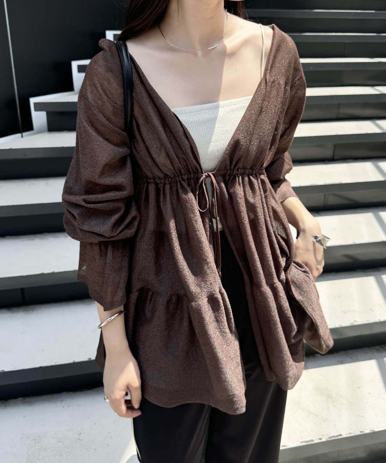 4色展開】ティアードニットカーディガン | mystic(ミスティック