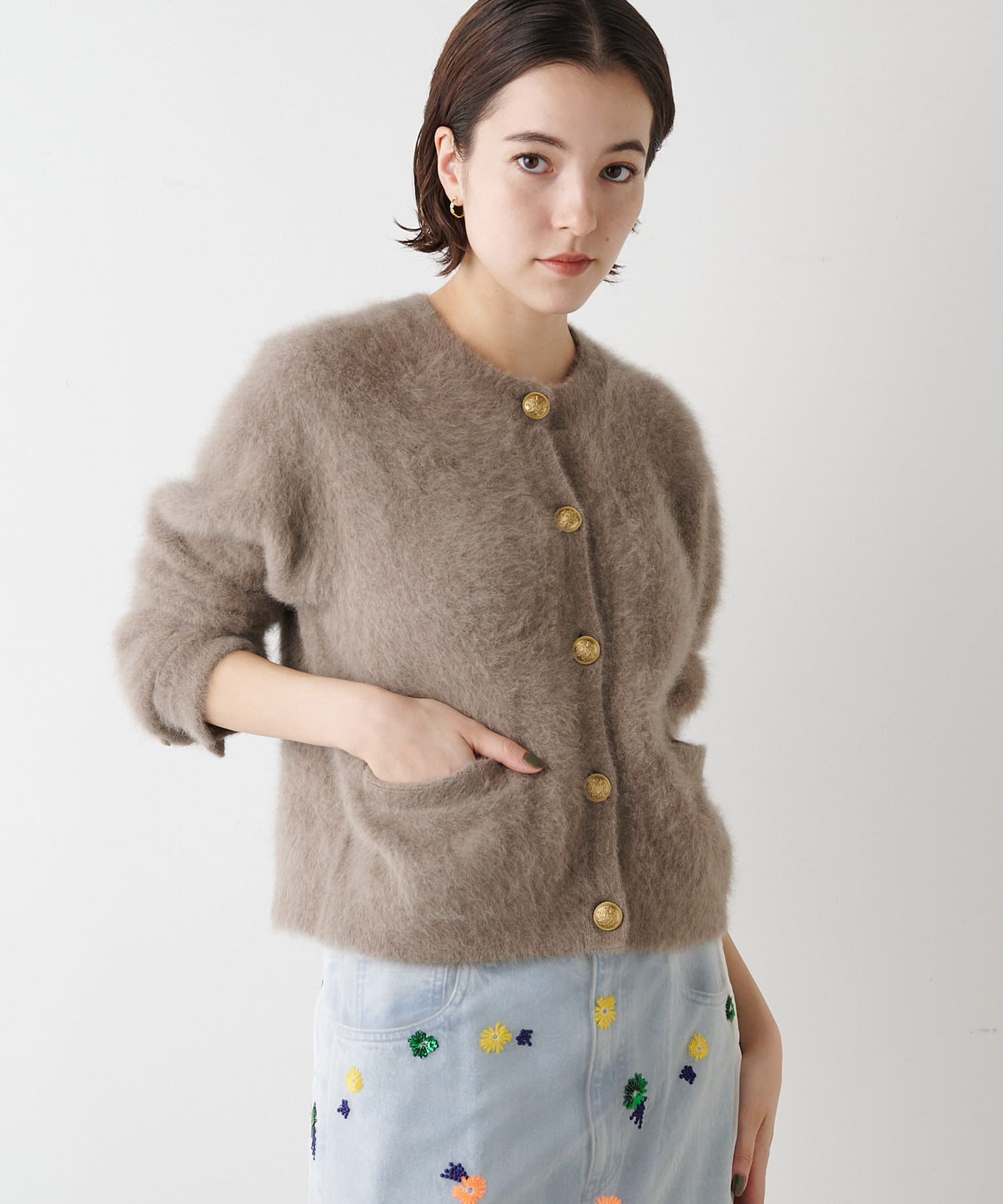 カシミヤ混ファーニットジャケット | Whim Gazette(ウィム ガゼット