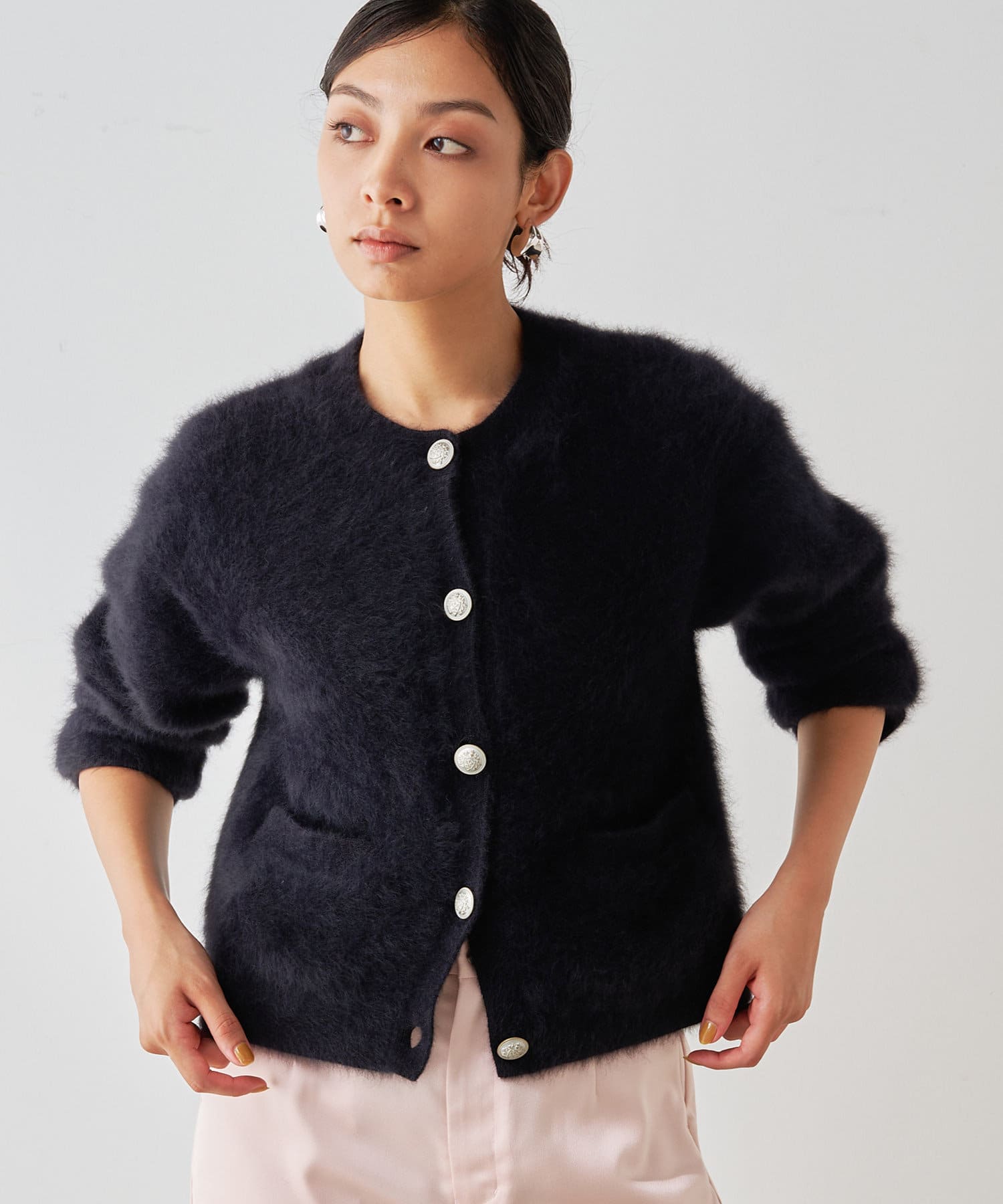 カシミヤ混ファーニットジャケット | Whim Gazette(ウィム ガゼット