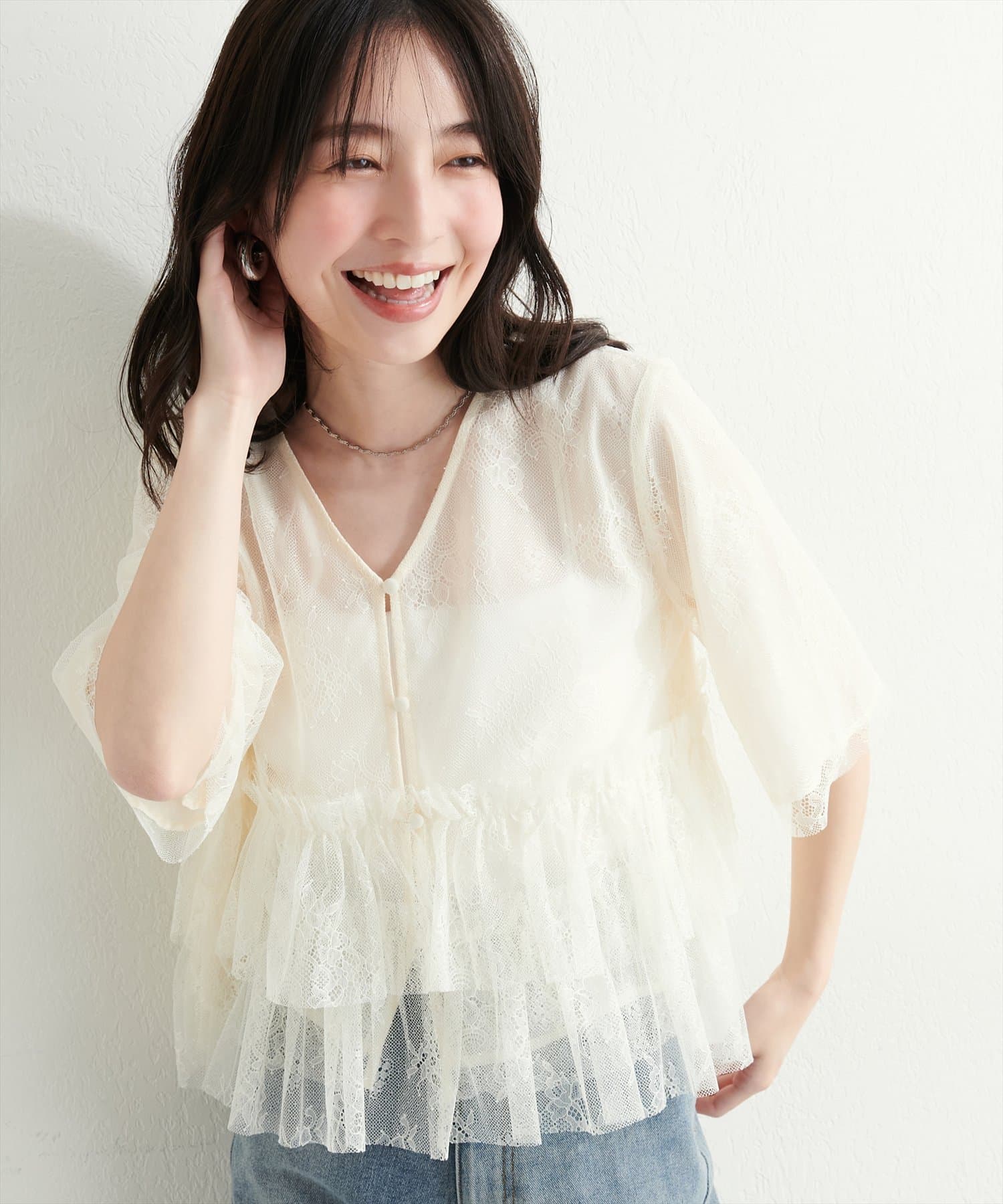 チュールレースティアードブラウス | natural couture(ナチュラル