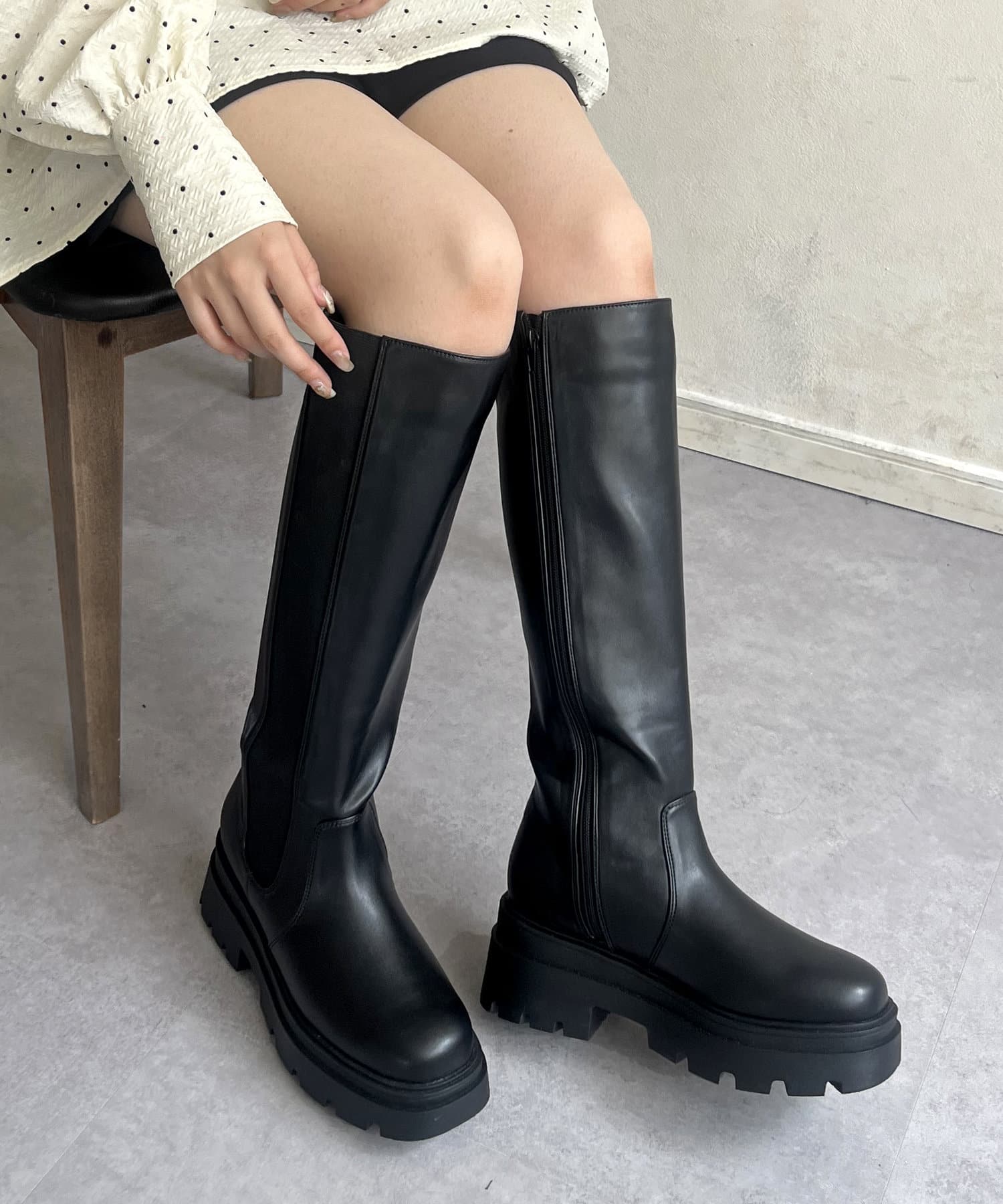 サイドゴアトラックソール厚底ロングブーツ | prose verse(プロズ