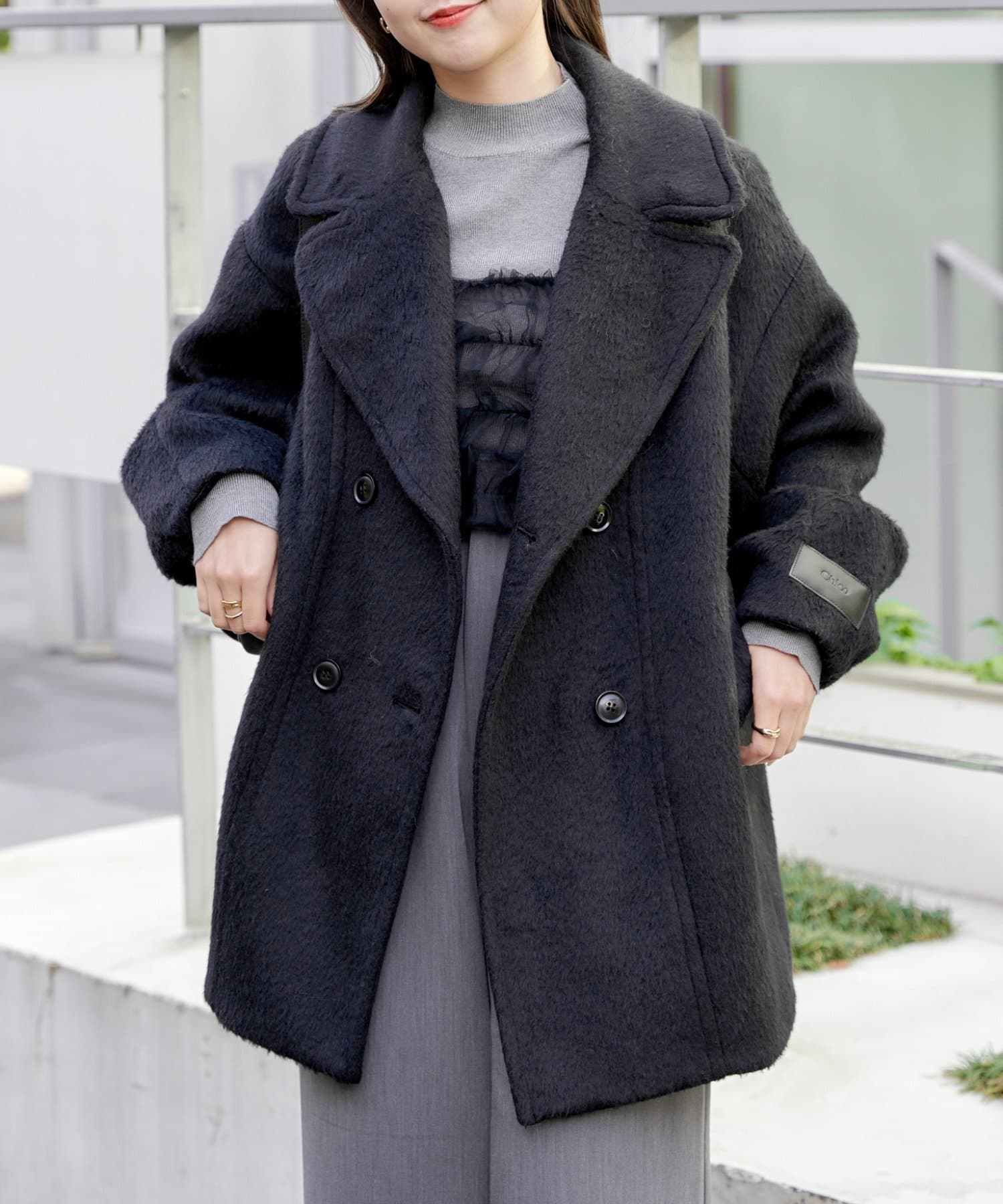 Chico】シャギーダブルミドル丈コート | OUTLET(アウトレット