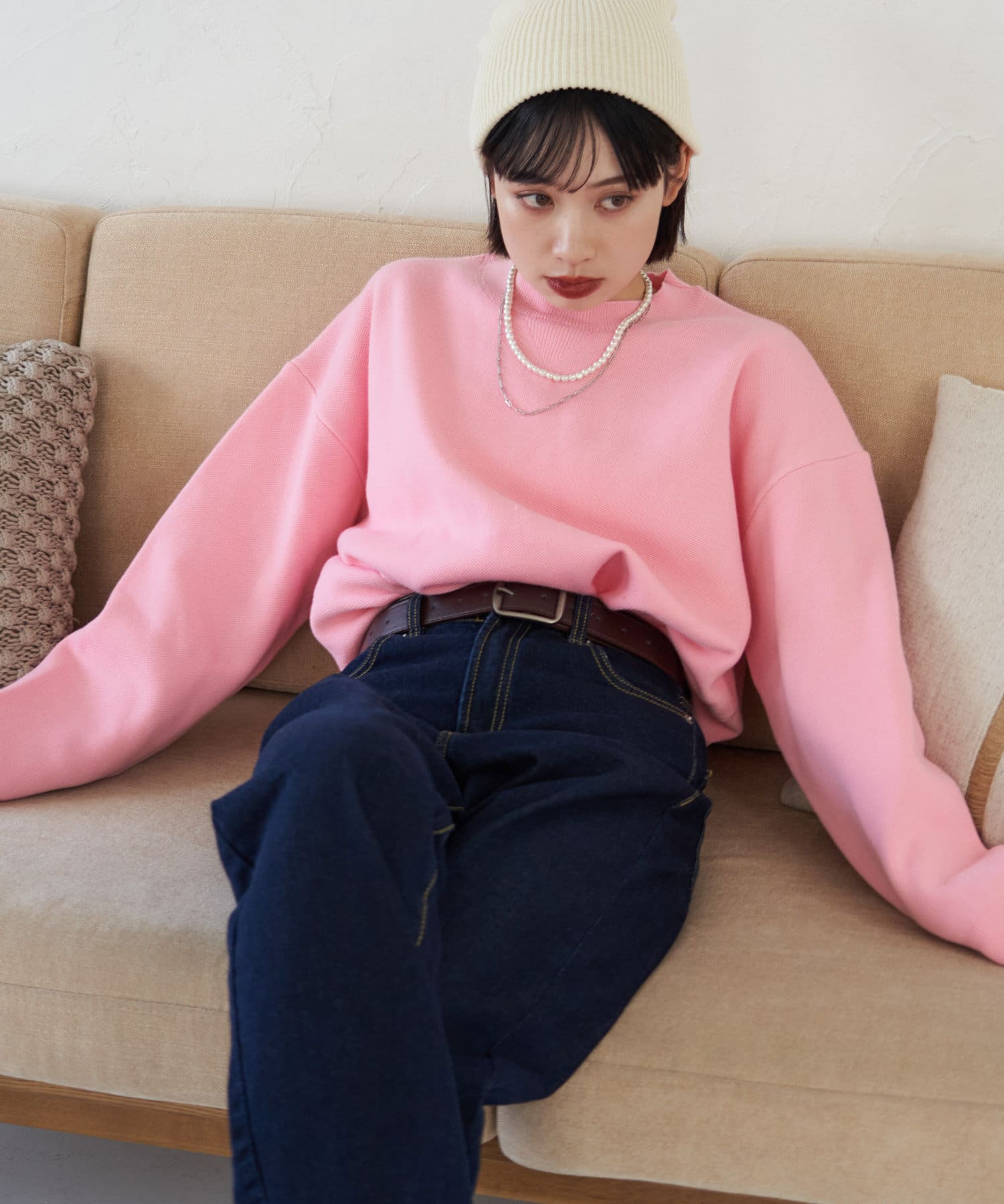 NUNIFE】春カラー追加《9色展開》スウェットライクニットプルオーバー