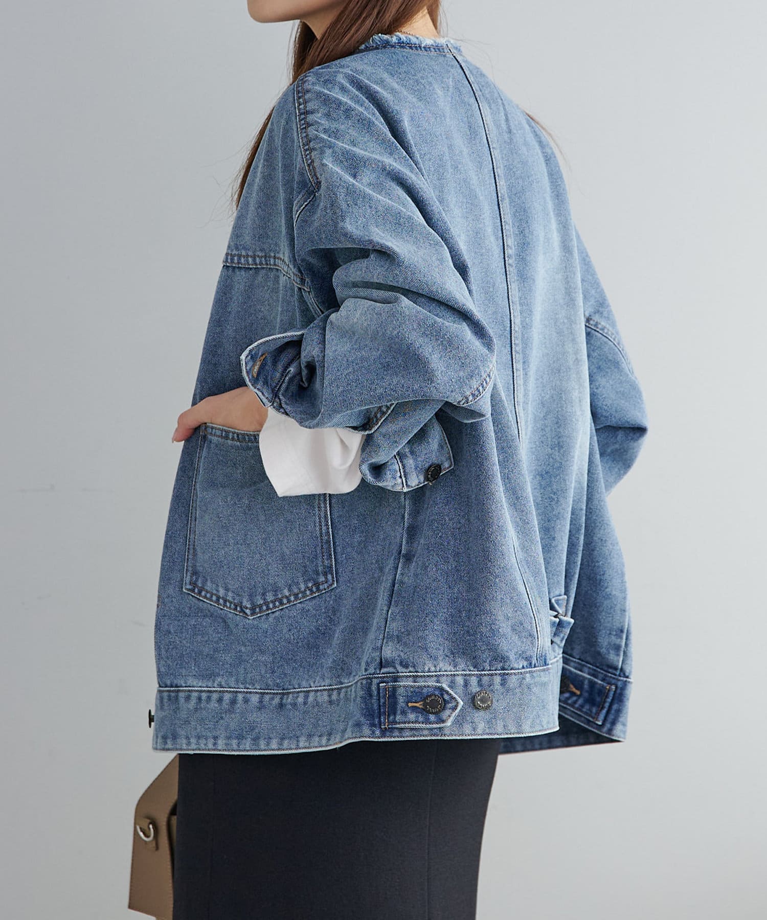 ノーカラーデニムジャケット | PUAL CE CIN(ピュアルセシン)レディース