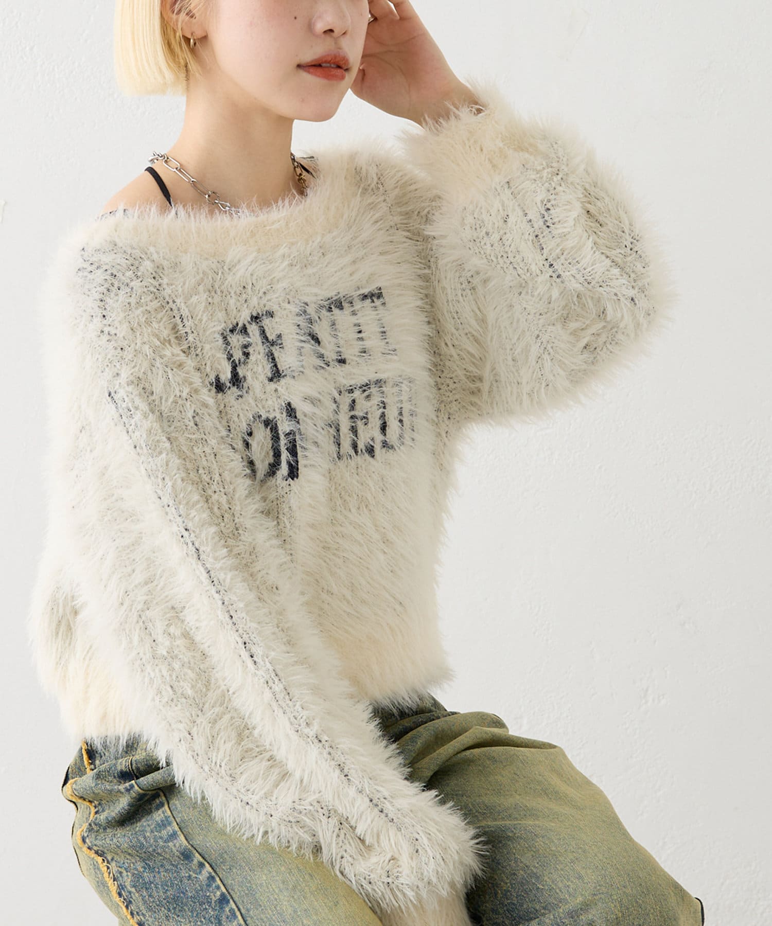 2WAY】ロゴシャギーカーディガン | w closet(ダブルクローゼット