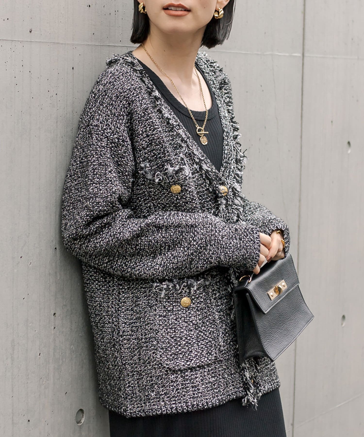 褒められアイテム】ツイードニットカーディガン | RIVE DROITE