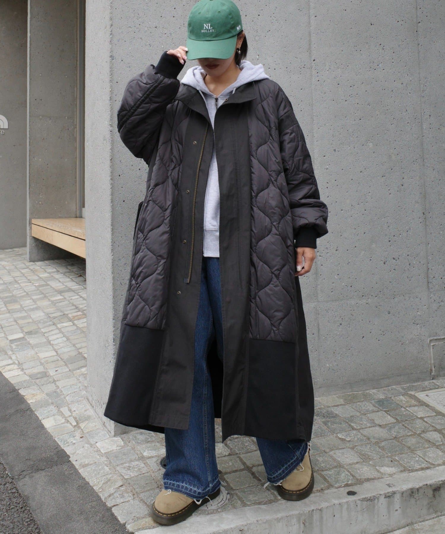 etsinta エシンタ切替マキシミリタリーコートカーキ