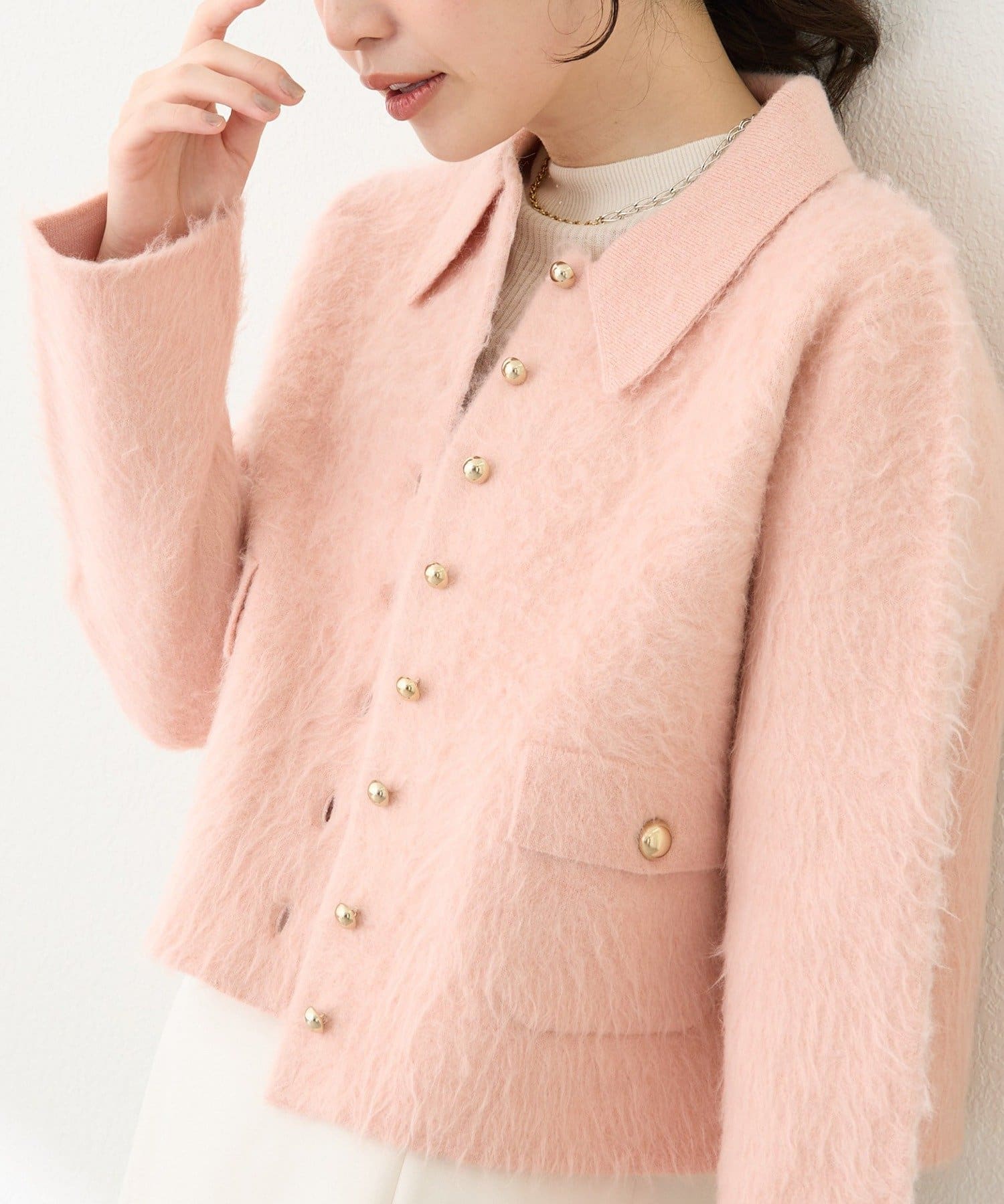 今すぐお届け！・ON・OFF兼用】襟付き接結ニットジャケット