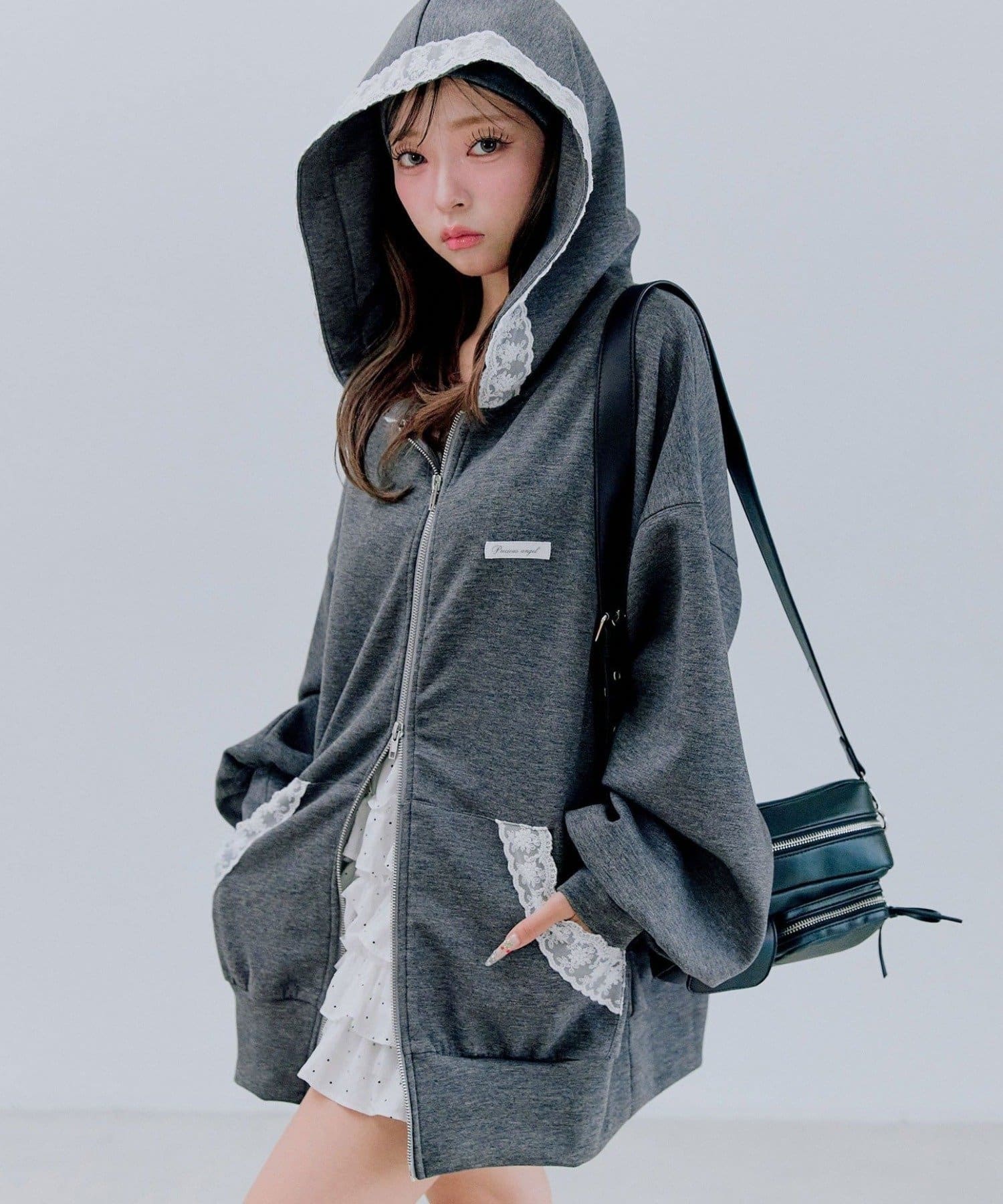 レース付きZIPパーカー | OLIVE des OLIVE(オリーブ デ オリーブ