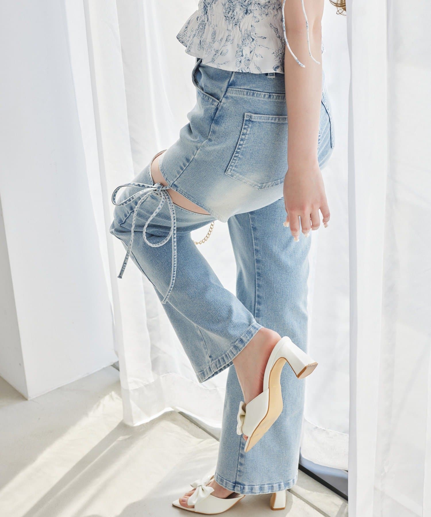 サイドあき美脚ストレッチデニム | one after another NICE CLAUP(ワン