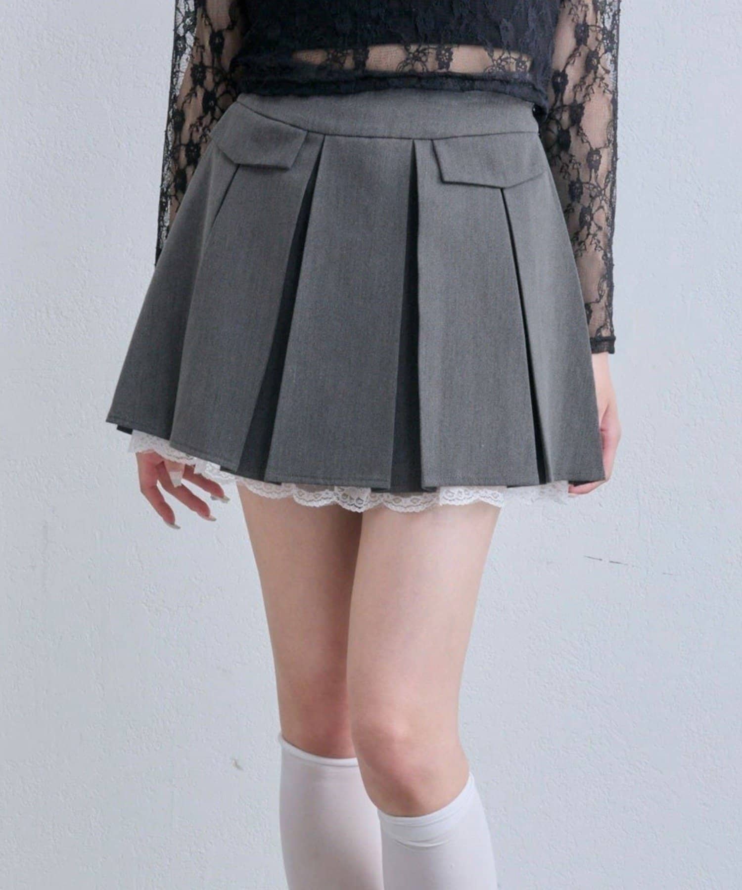 裾レースプリーツスカート | OLIVE des OLIVE(オリーブ デ オリーブ