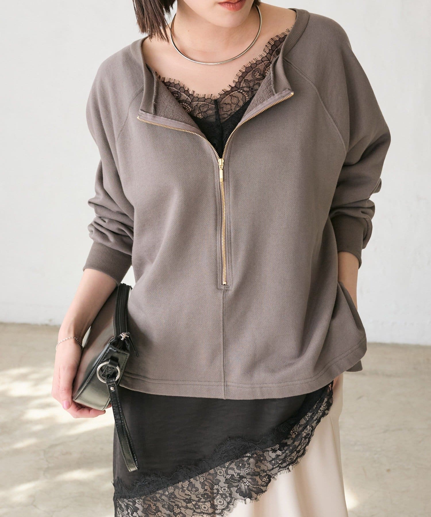 新色追加/抜け感◎】ハーフZIPスウェット | RIVE DROITE(リヴドロワ