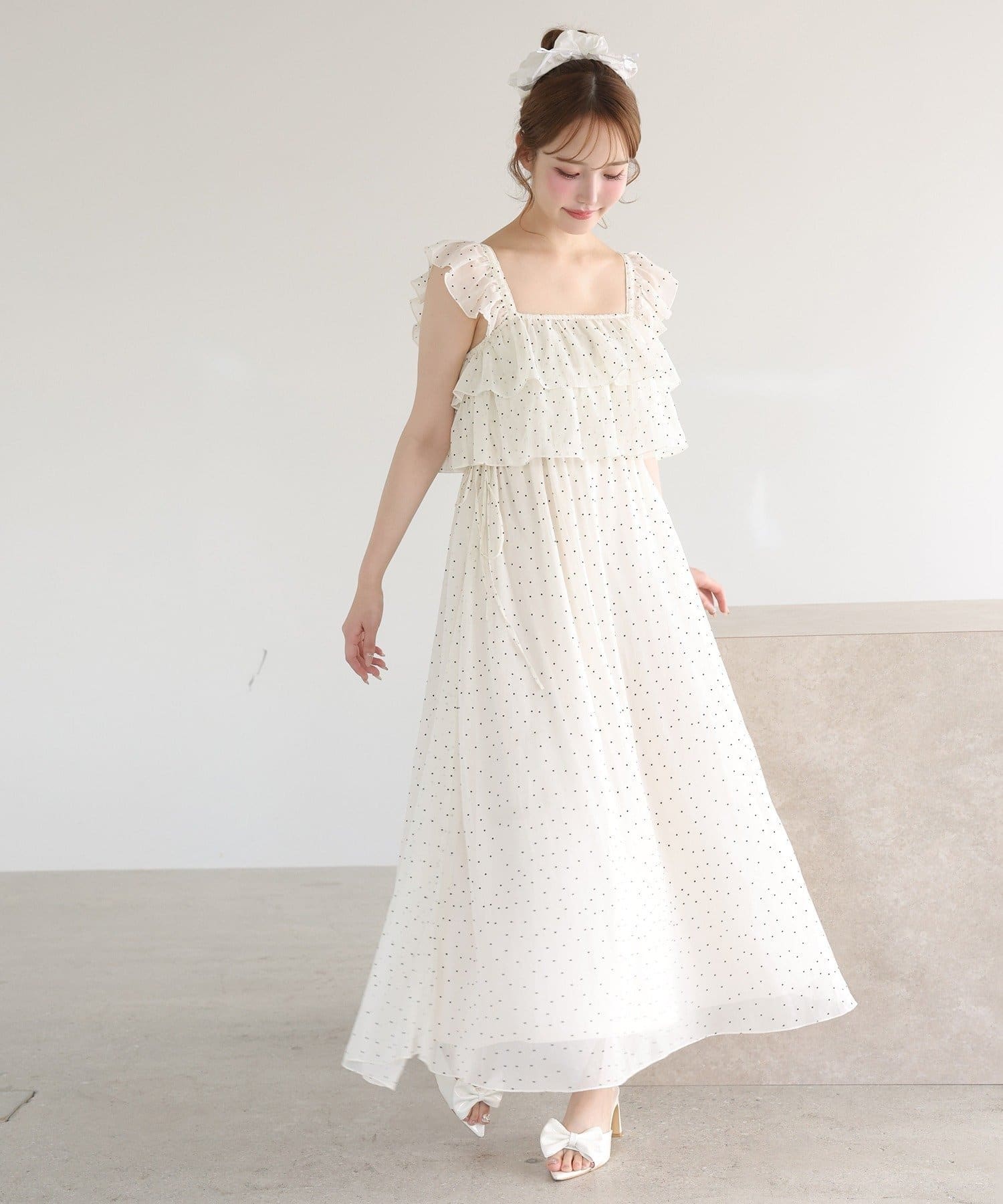 天使になれる!?】サイドリボンフリルキャミワンピ | one after another