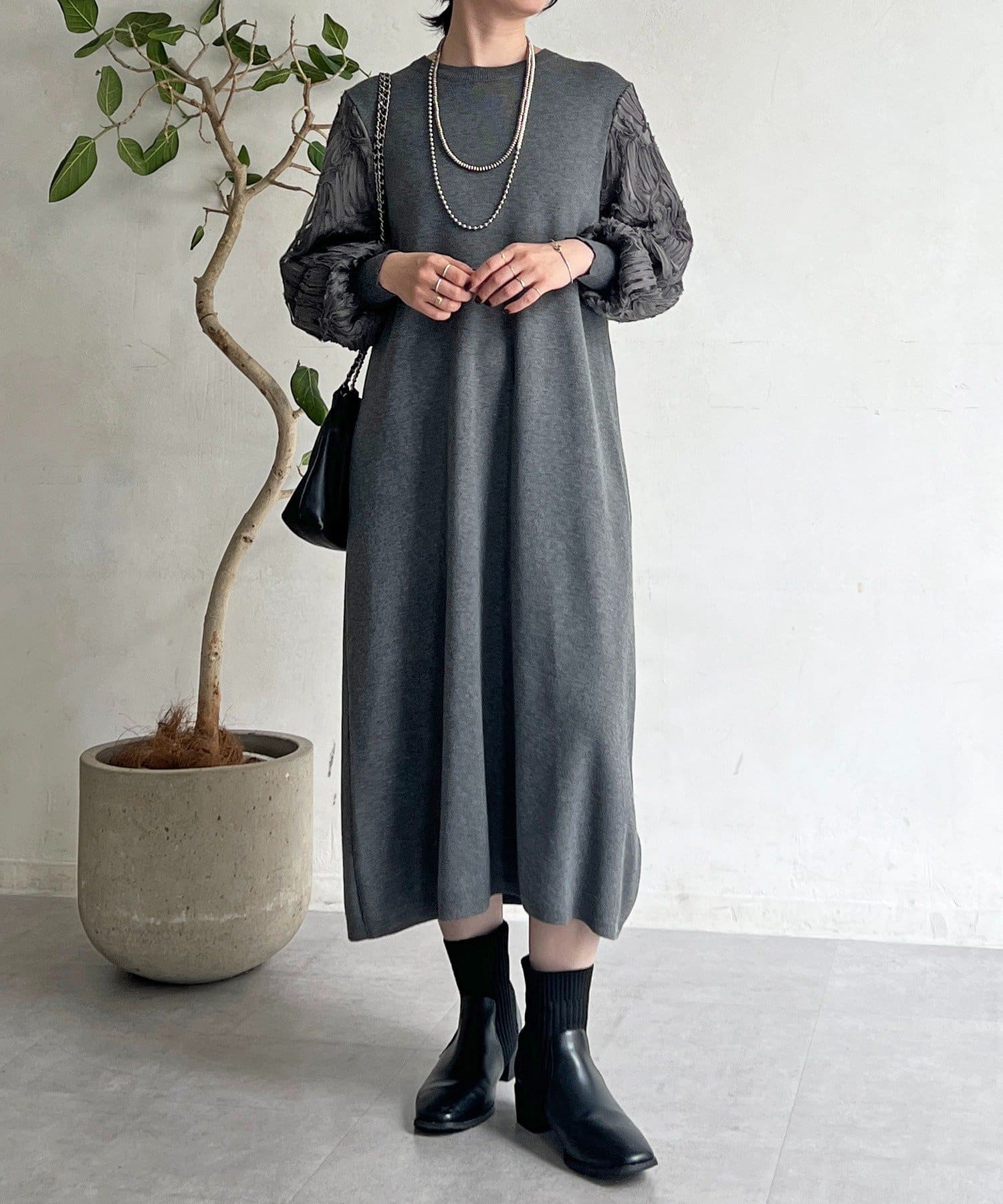 袖レースニットワンピース | un dix cors(アンディコール)レディース