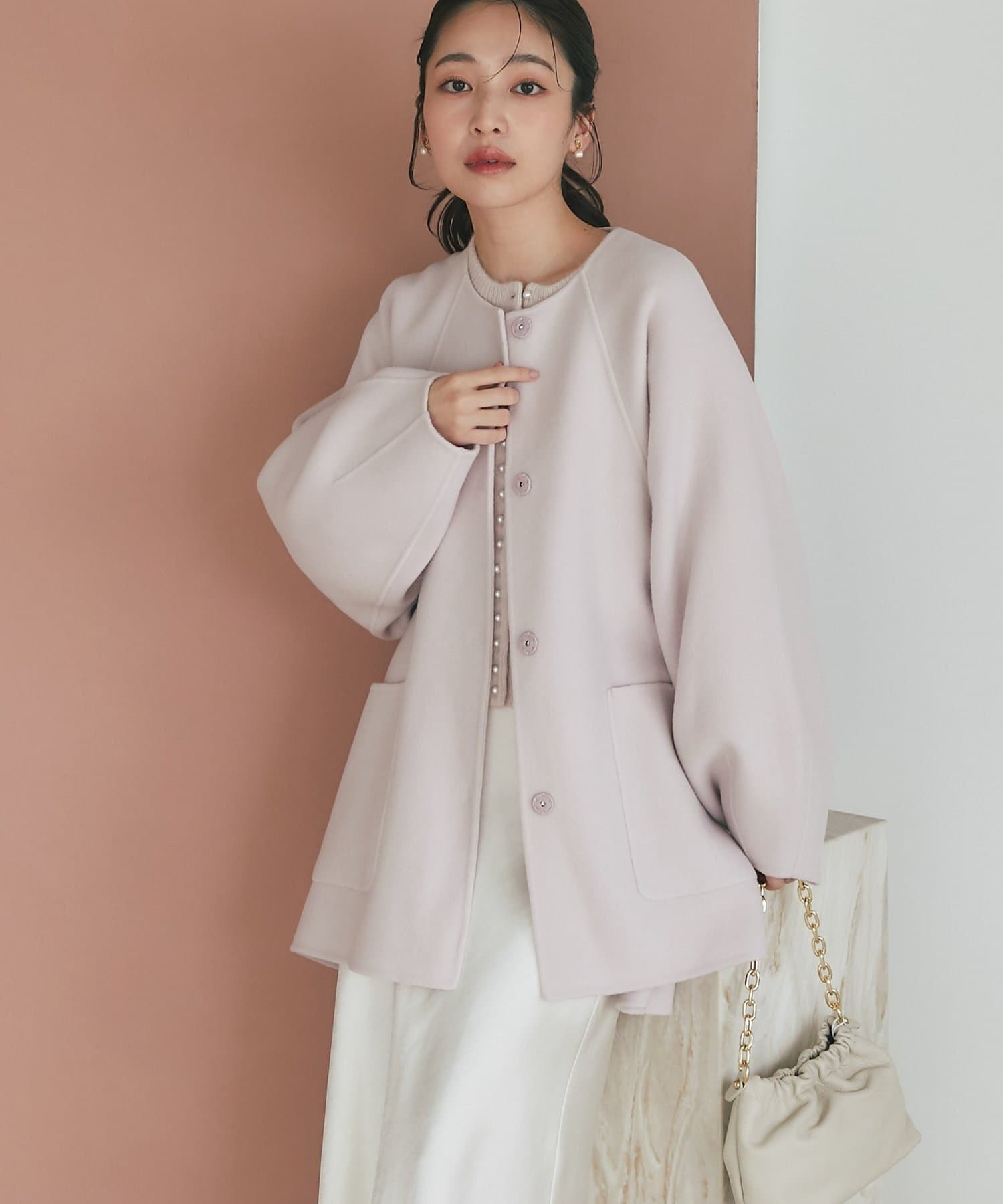 今すぐお届け！・miki監修カラーあり】ライトラグランフレアコート