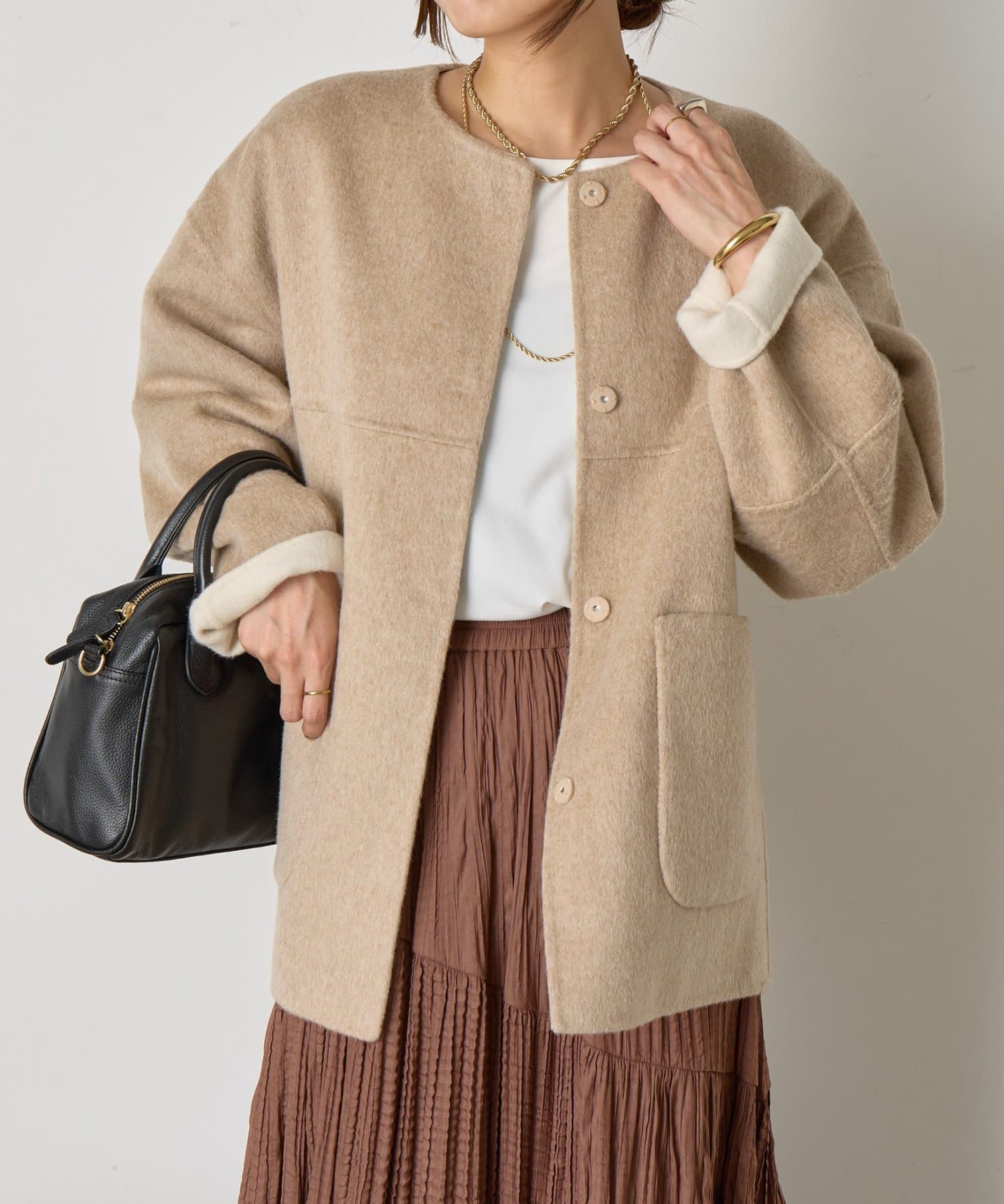 2WAY/ふんわり上質】リバーシブルコクーンジャケット | Jena espace