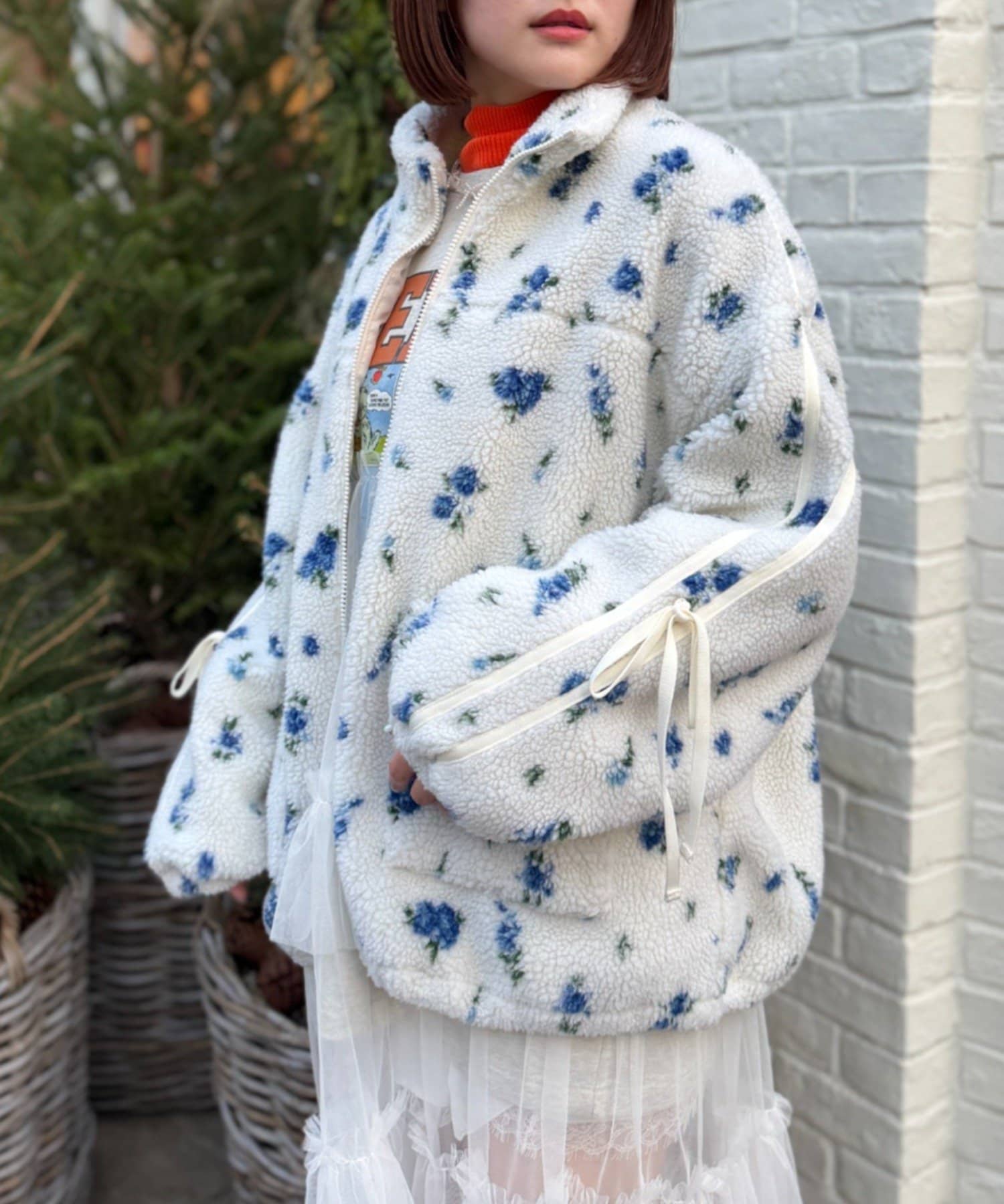 花柄ボアラインブルゾン | w closet(ダブルクローゼット)レディース