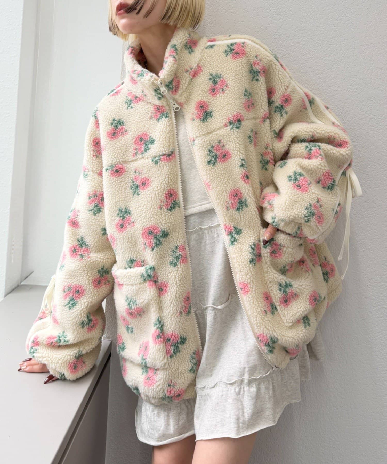花柄ボアラインブルゾン | w closet(ダブルクローゼット)レディース