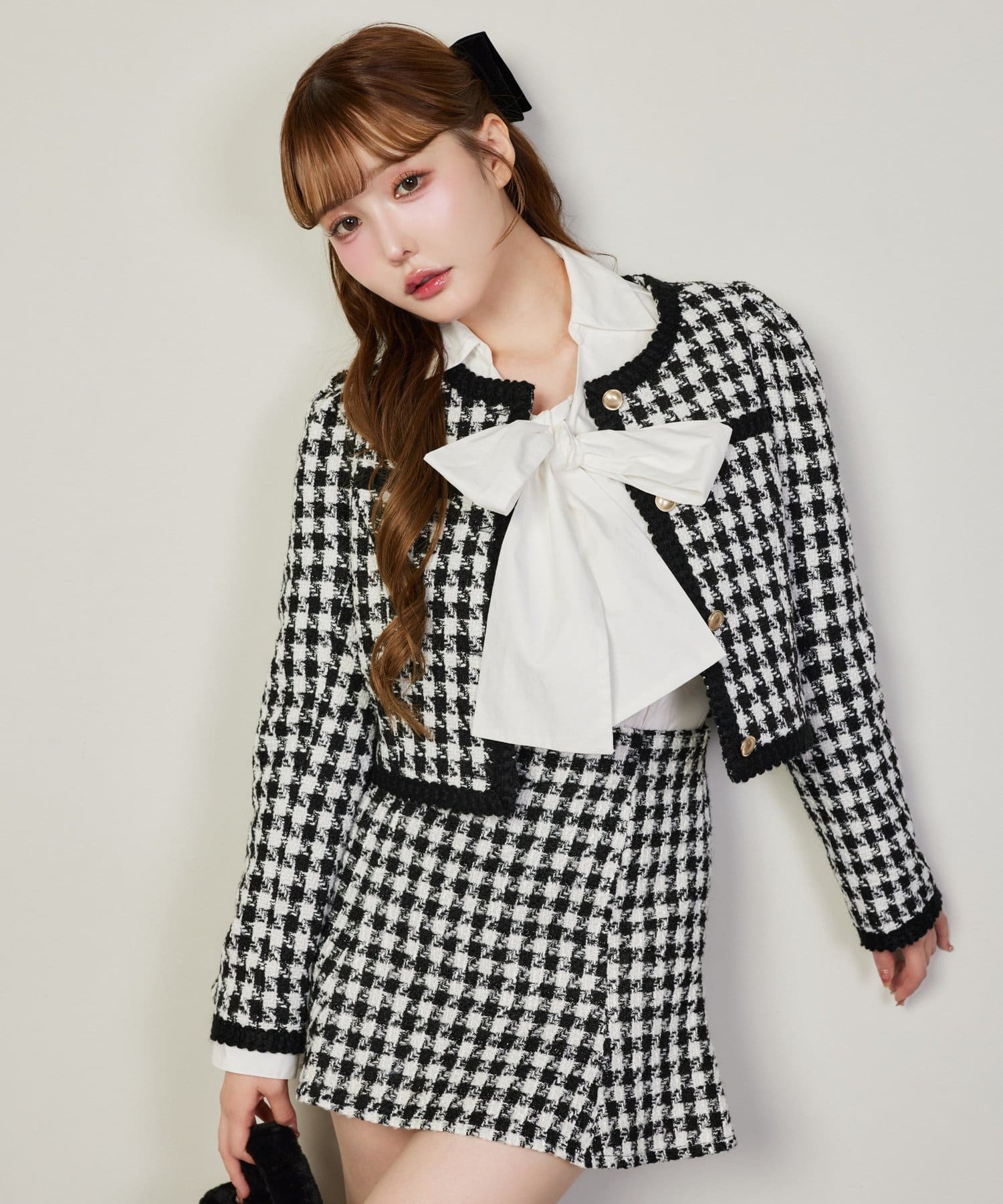 セットアップ対応】ノーカラーツイードジャケット | one after another