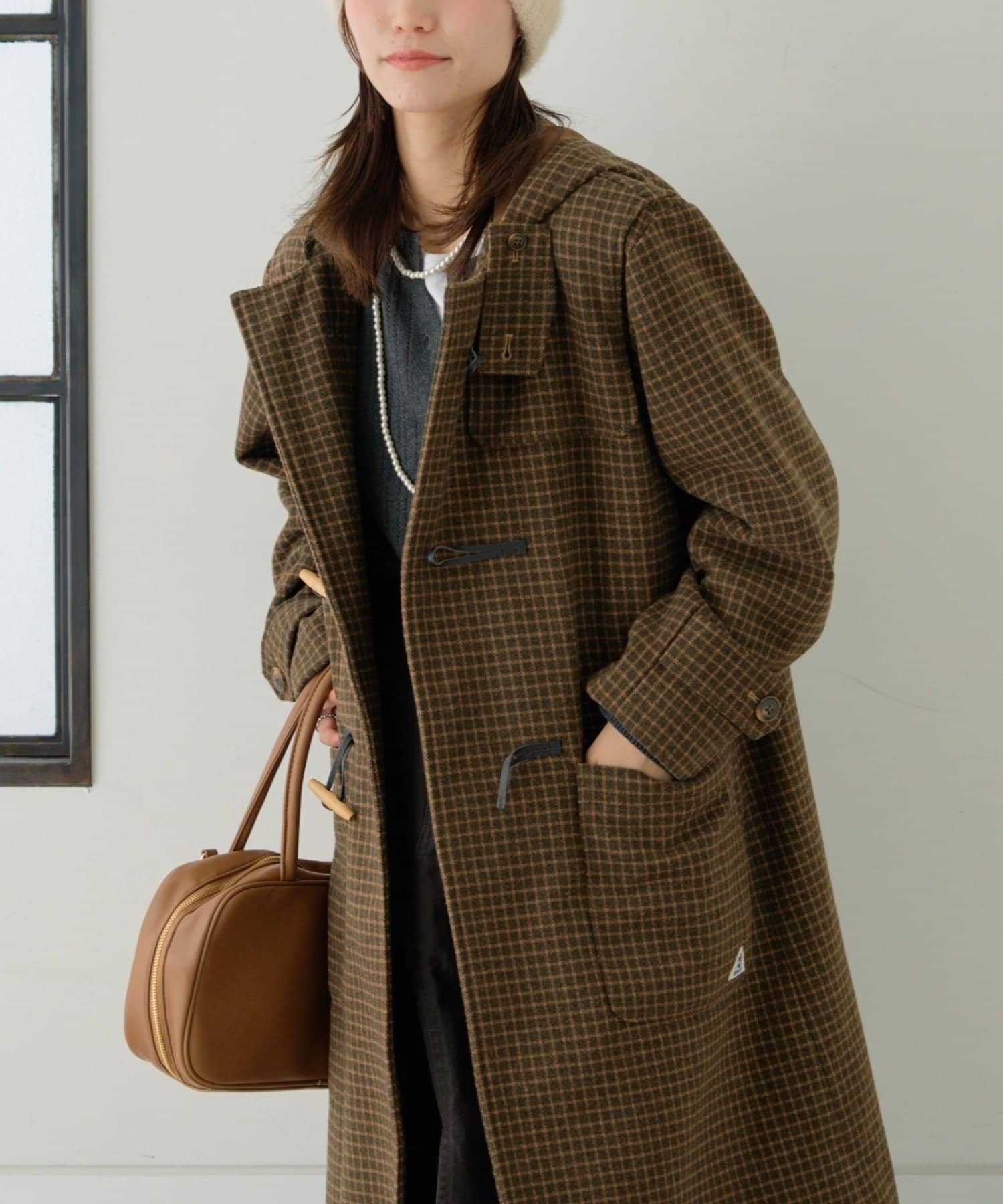 軽量で暖かい】【GEVACO】チェック柄ダッフルロングコート | CIAOPANIC