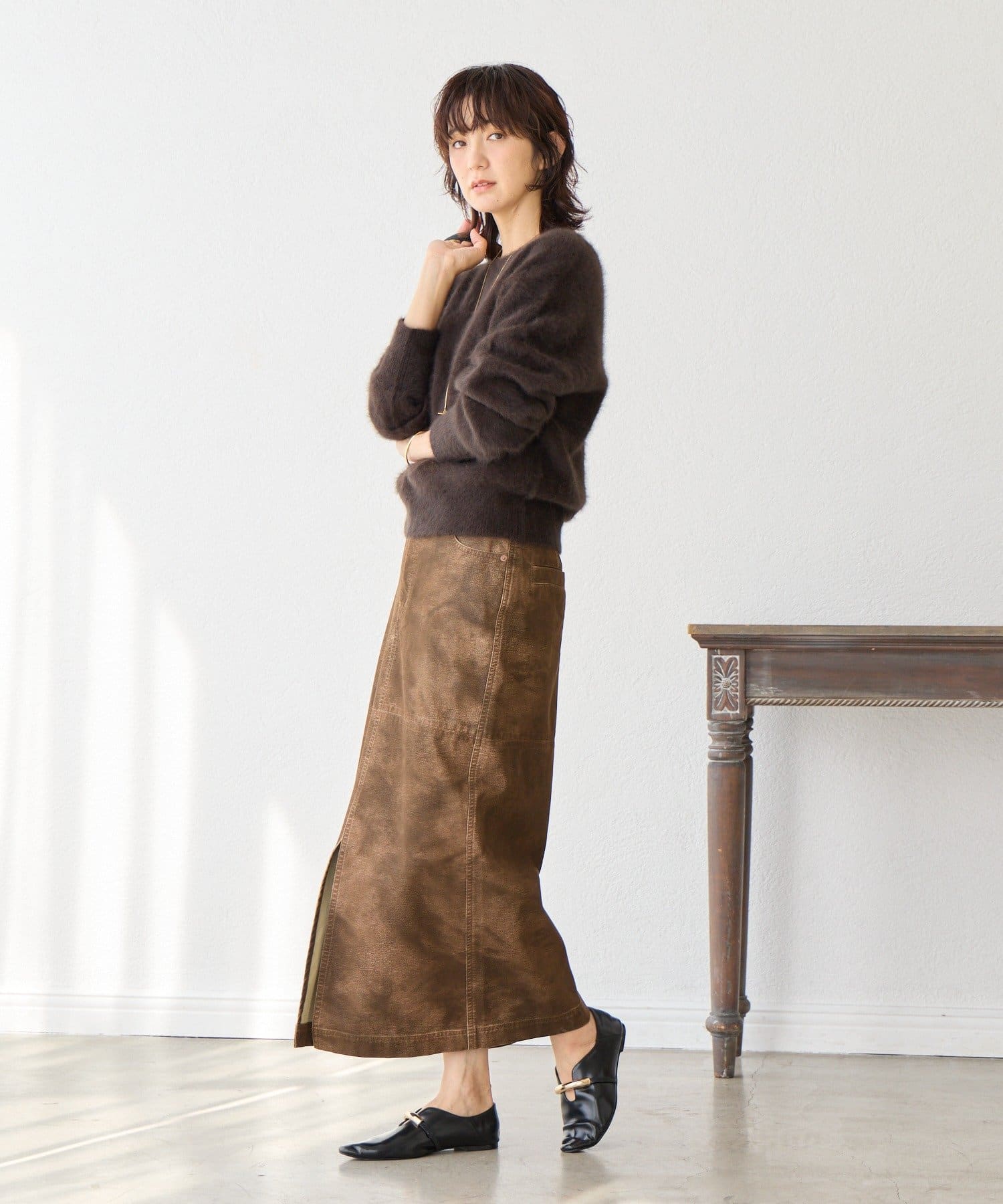 ヴィンテージムード】ウォッシュドクロスタイトスカート | RIVE DROITE