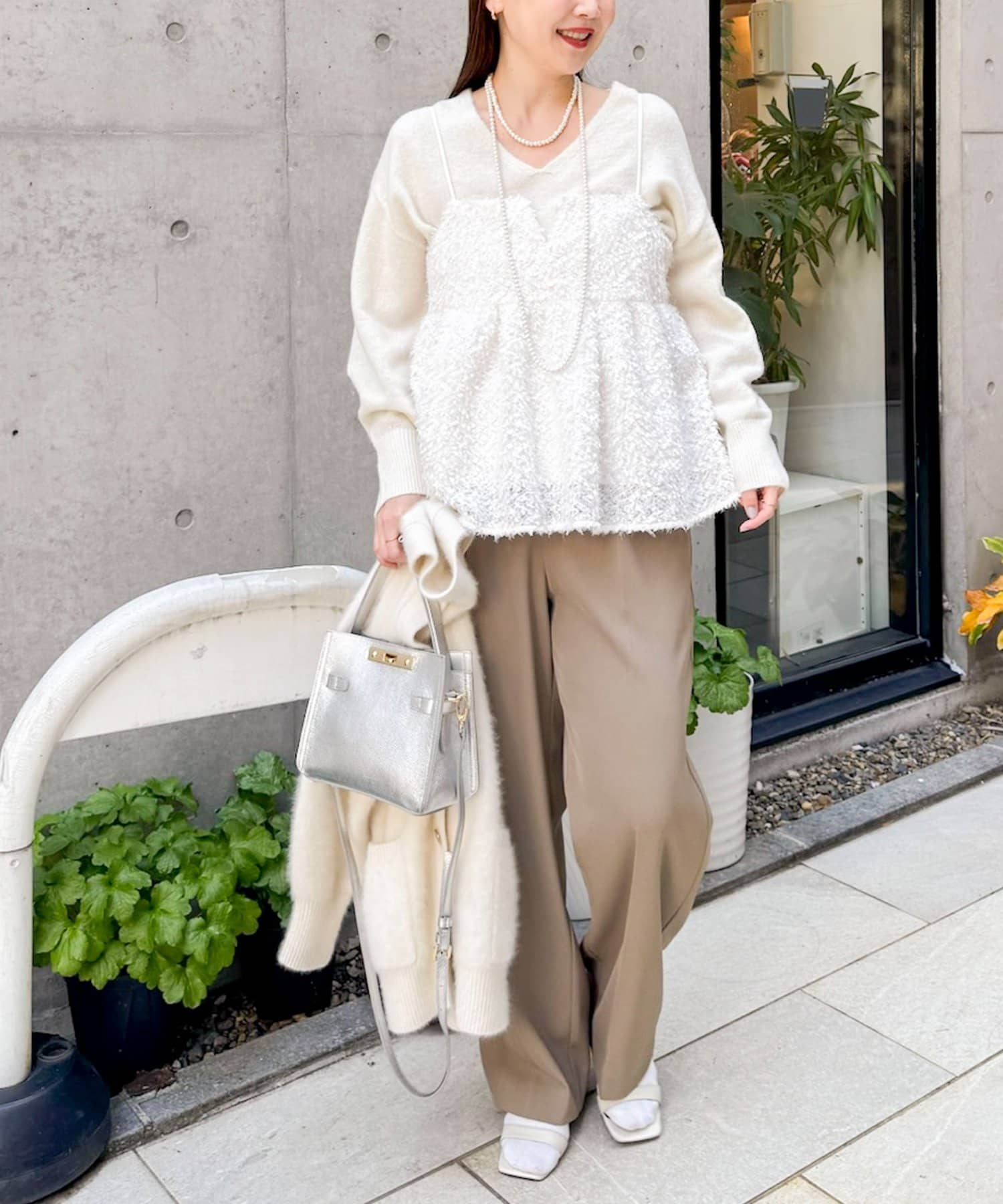 セットアップ対応》ウォッシャブルフェザーチュールキャミブラウス