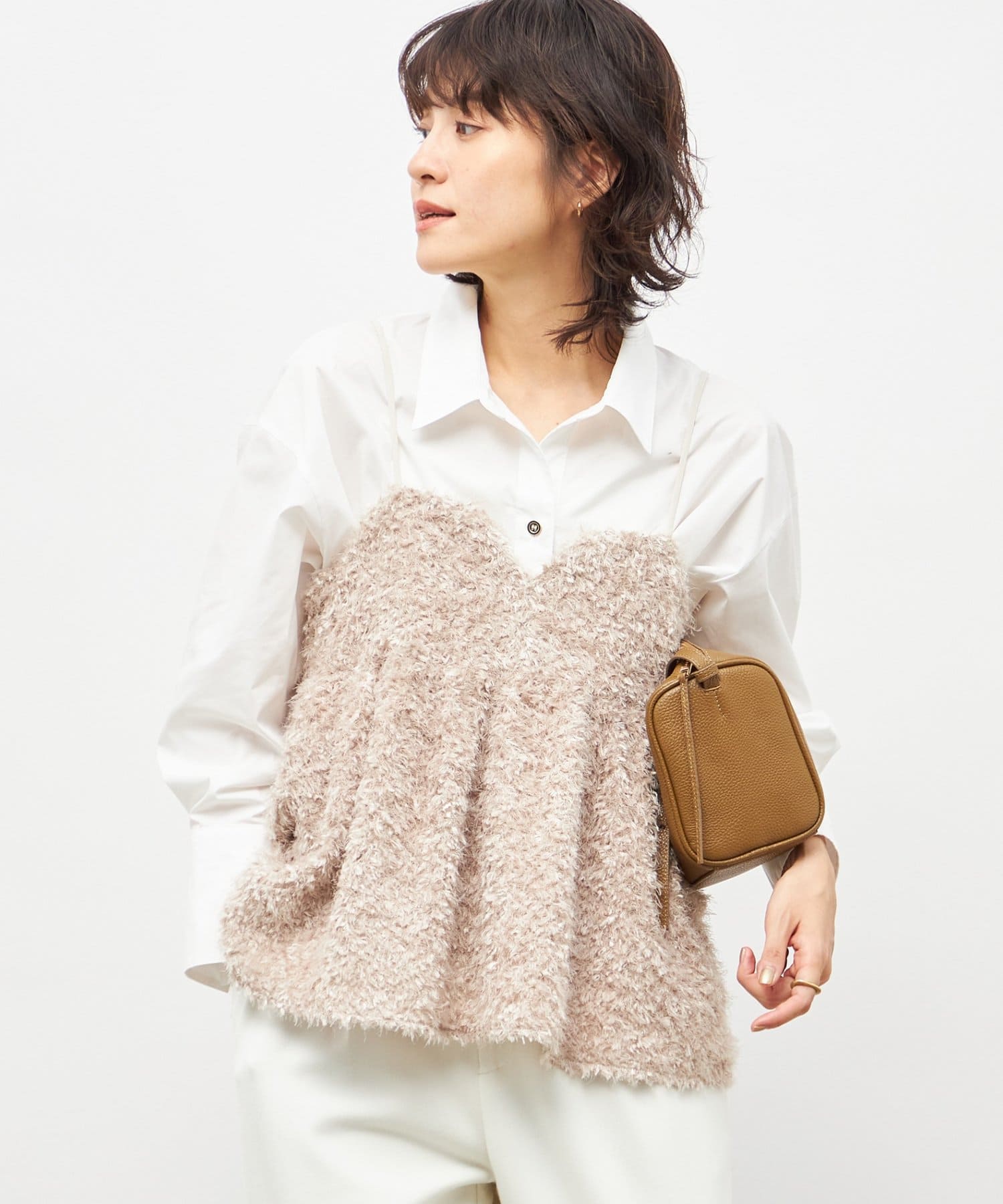 セットアップ対応》ウォッシャブルフェザーチュールキャミブラウス