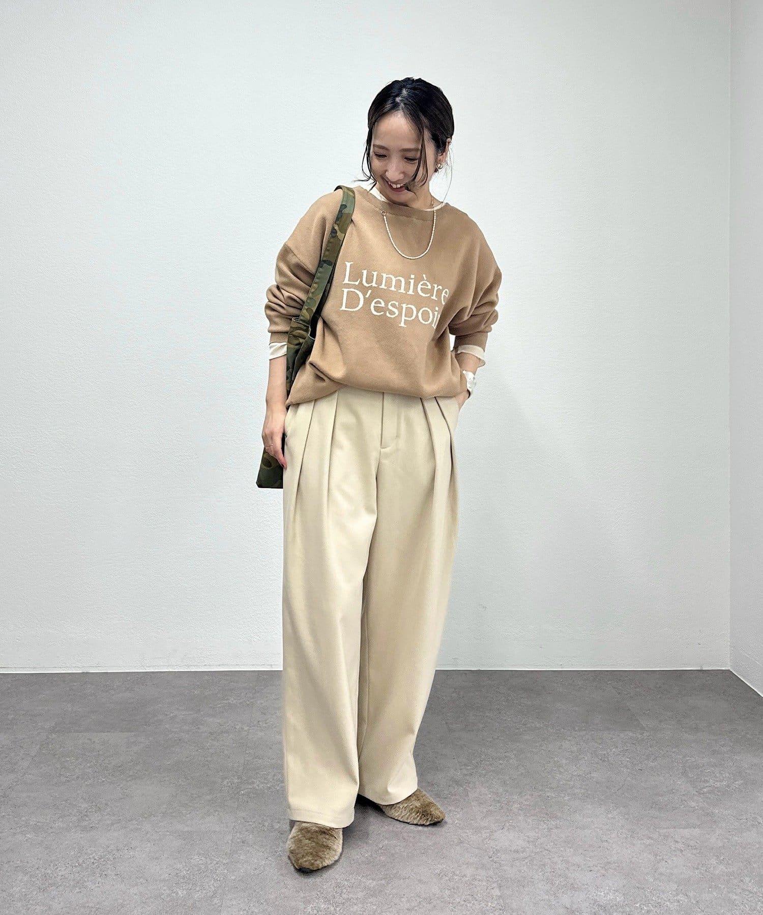 2サイズ/インフルエンサー企画】ツータック起毛スラックスパンツ