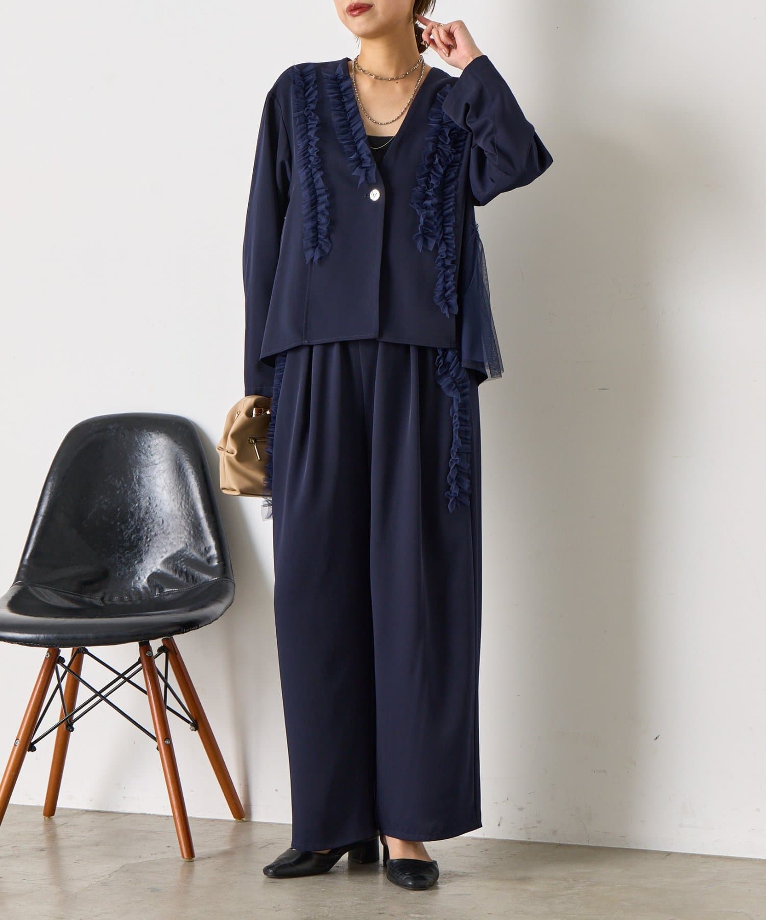 セレモニー/2点セット】チュールジャケットセットアップ | Jena espace