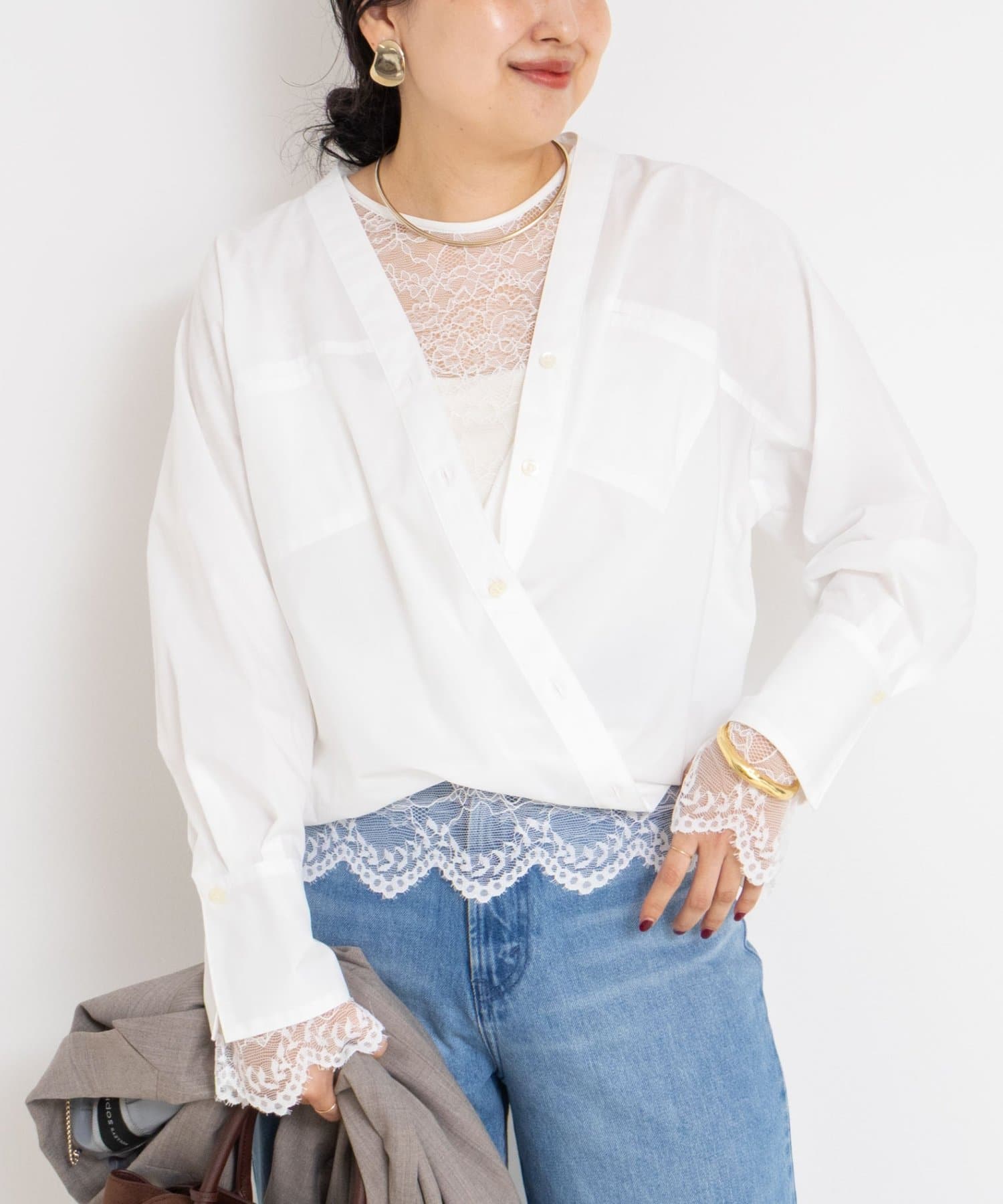 ウォッシャブルタイプライターVネック2WAYシャツ | NOLLEY'S