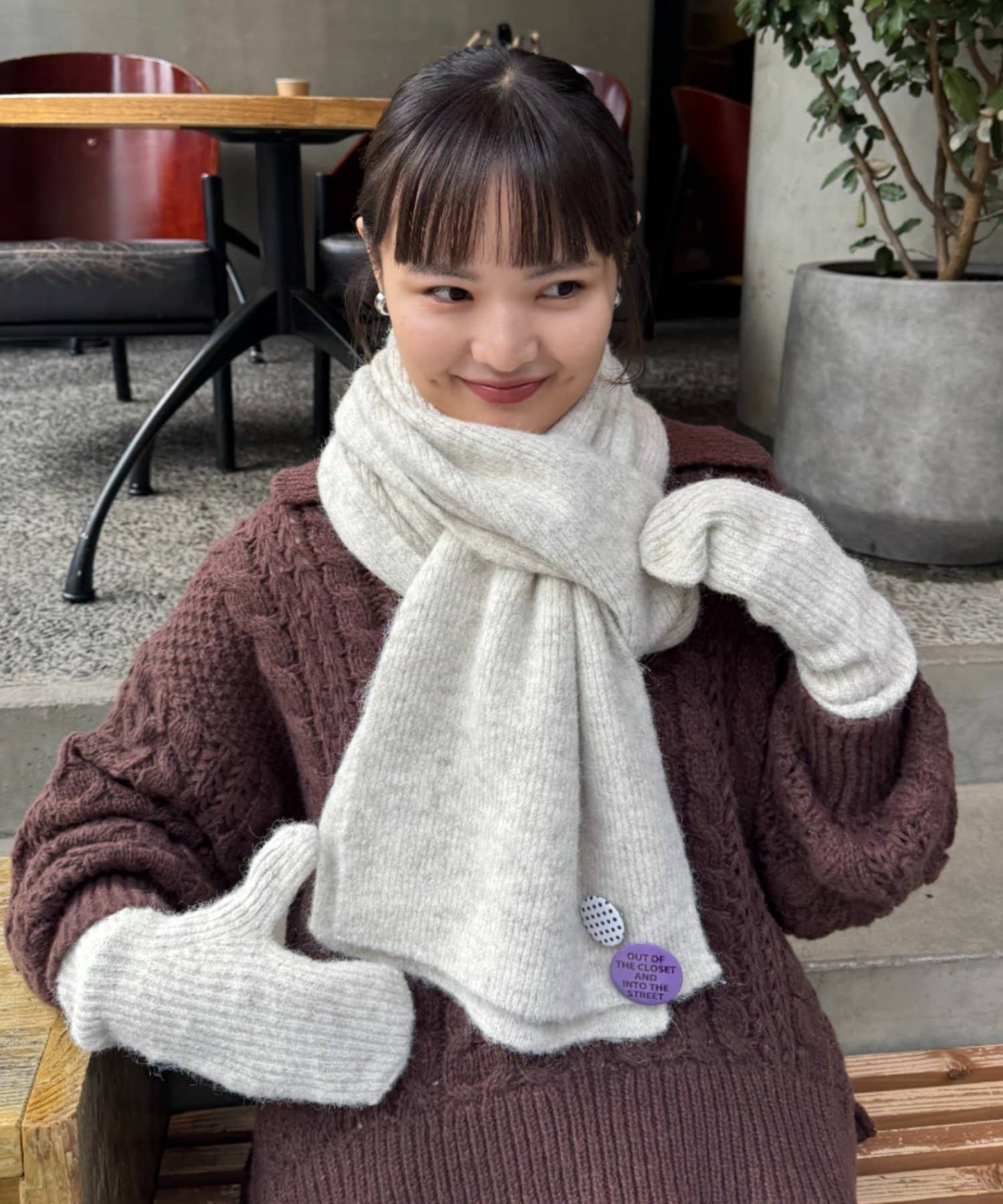 缶バッチ付きマフラー×手袋3点セット | CIAOPANIC TYPY(チャオパニック