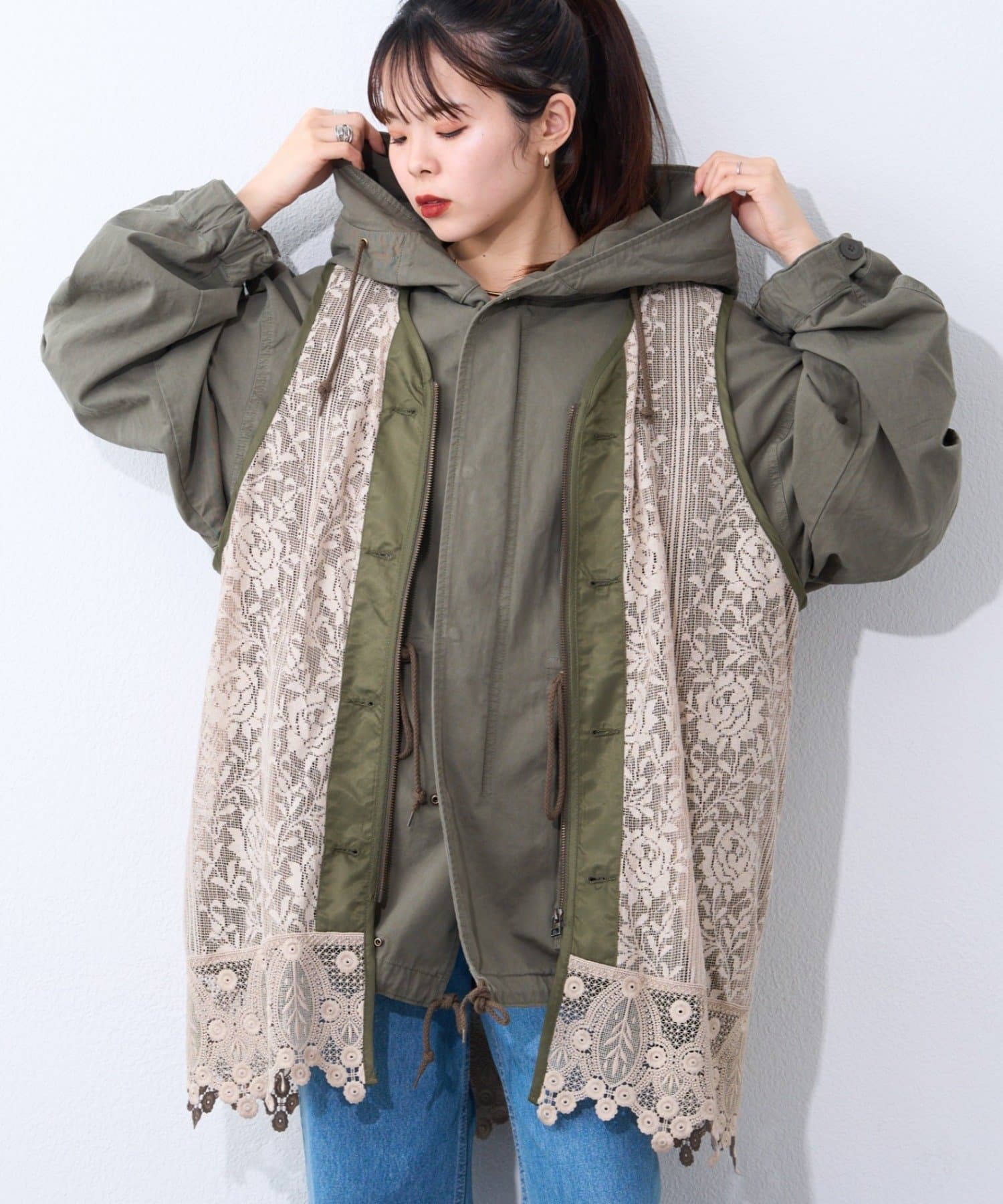 etsinta】レースベスト付モッズコート | CIAOPANIC TYPY(チャオ