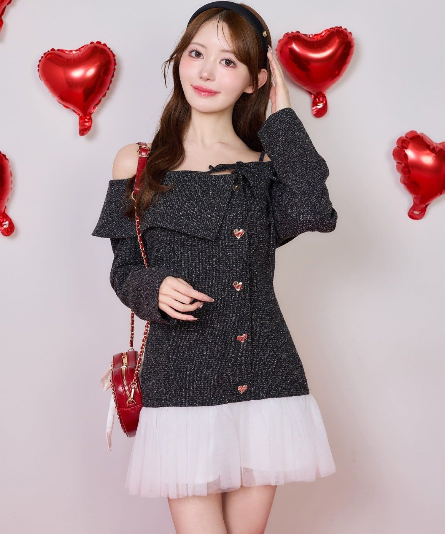 ハートボタン切替ミニワンピース | one after another NICE CLAUP(ワン