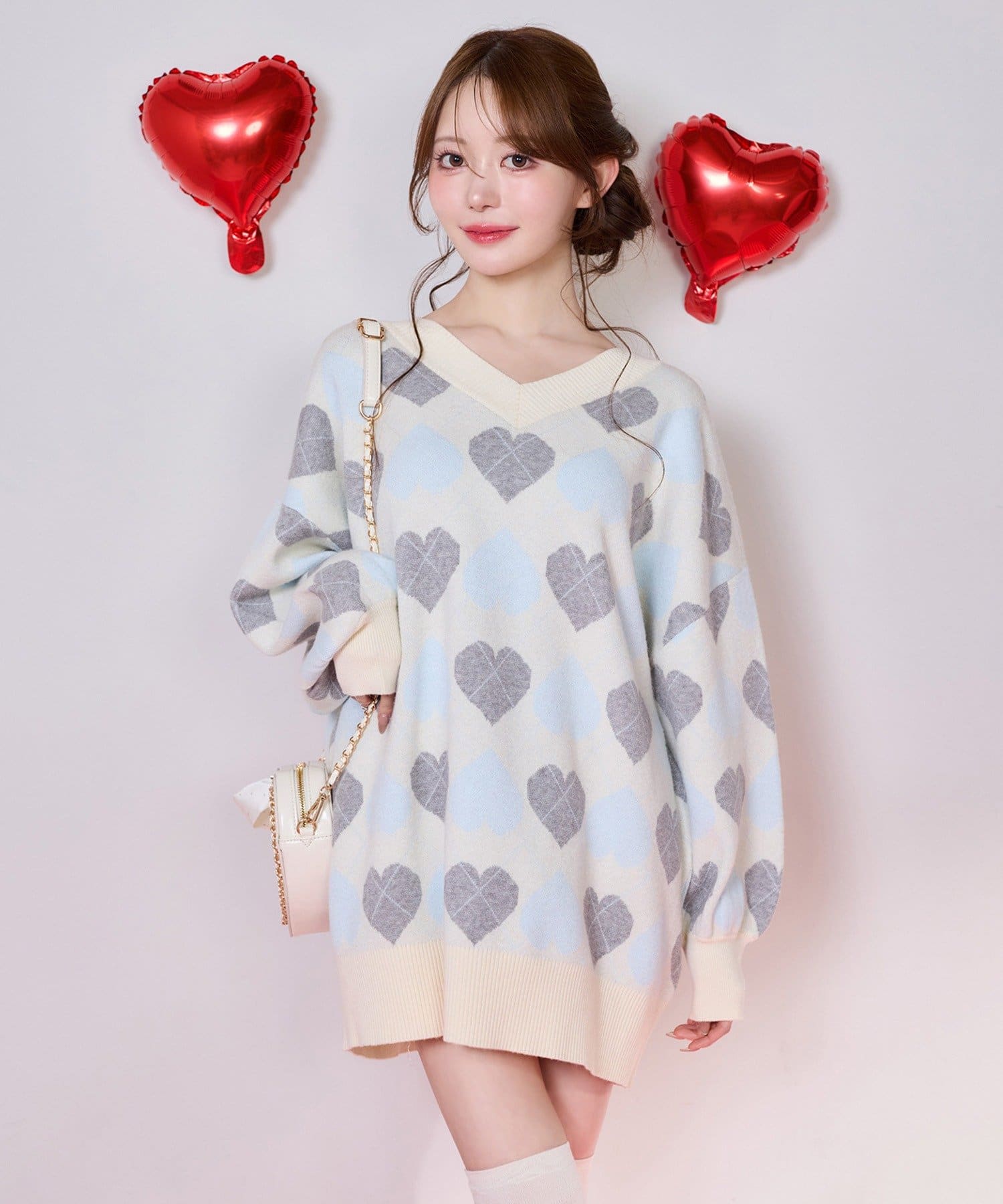 ハートアーガイルニットミニワンピ | one after another NICE CLAUP