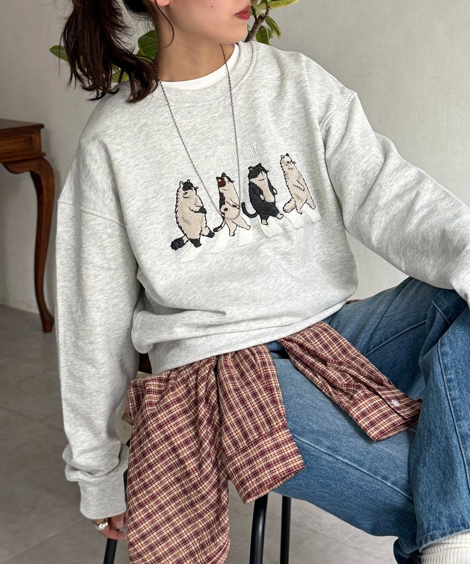 ネコサガラ刺繍裏毛スウェット | CPCM(シーピーシーエム)レディース