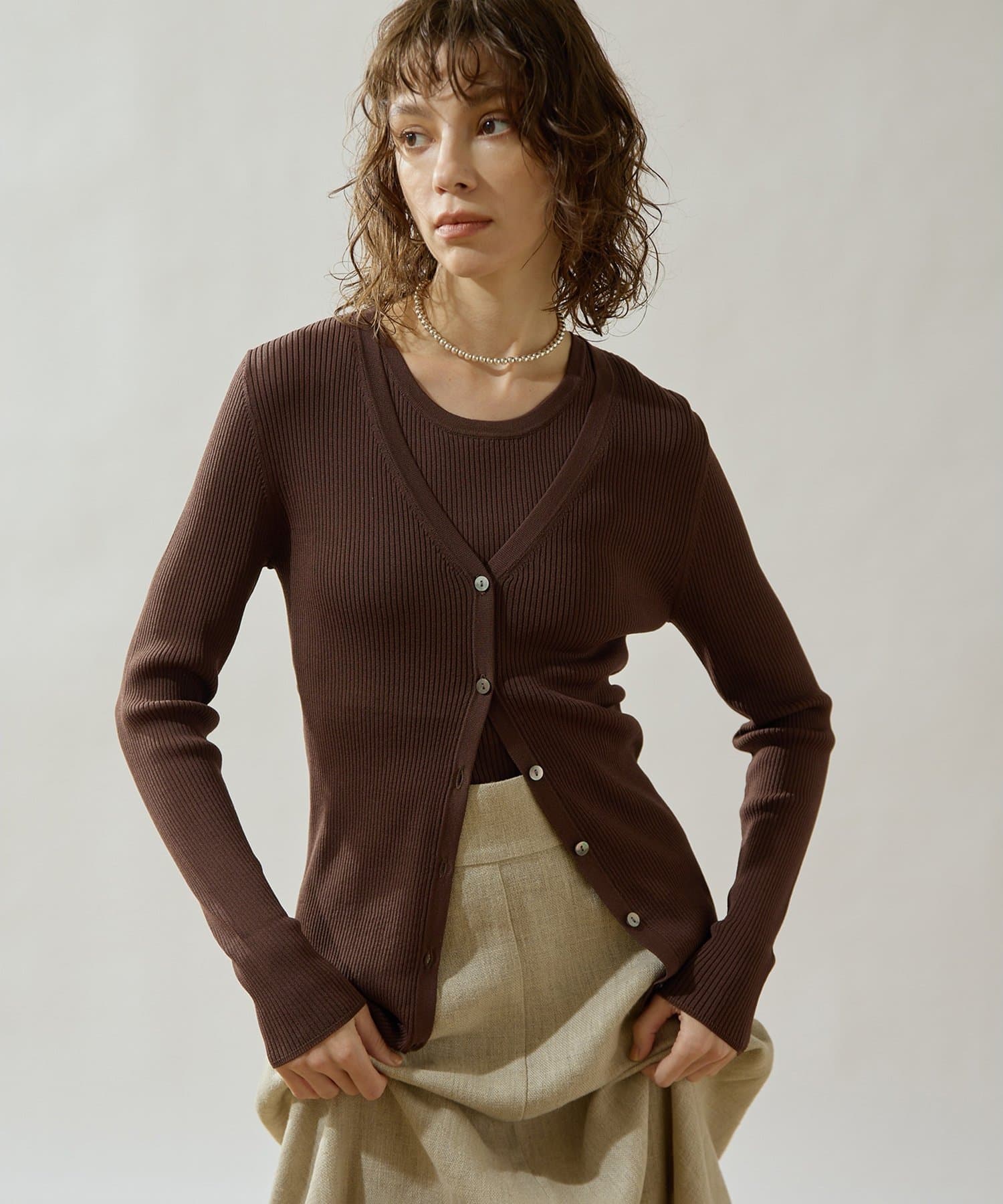 Drawing Numbers】リブVネックカーディガン | Whim Gazette(ウィム