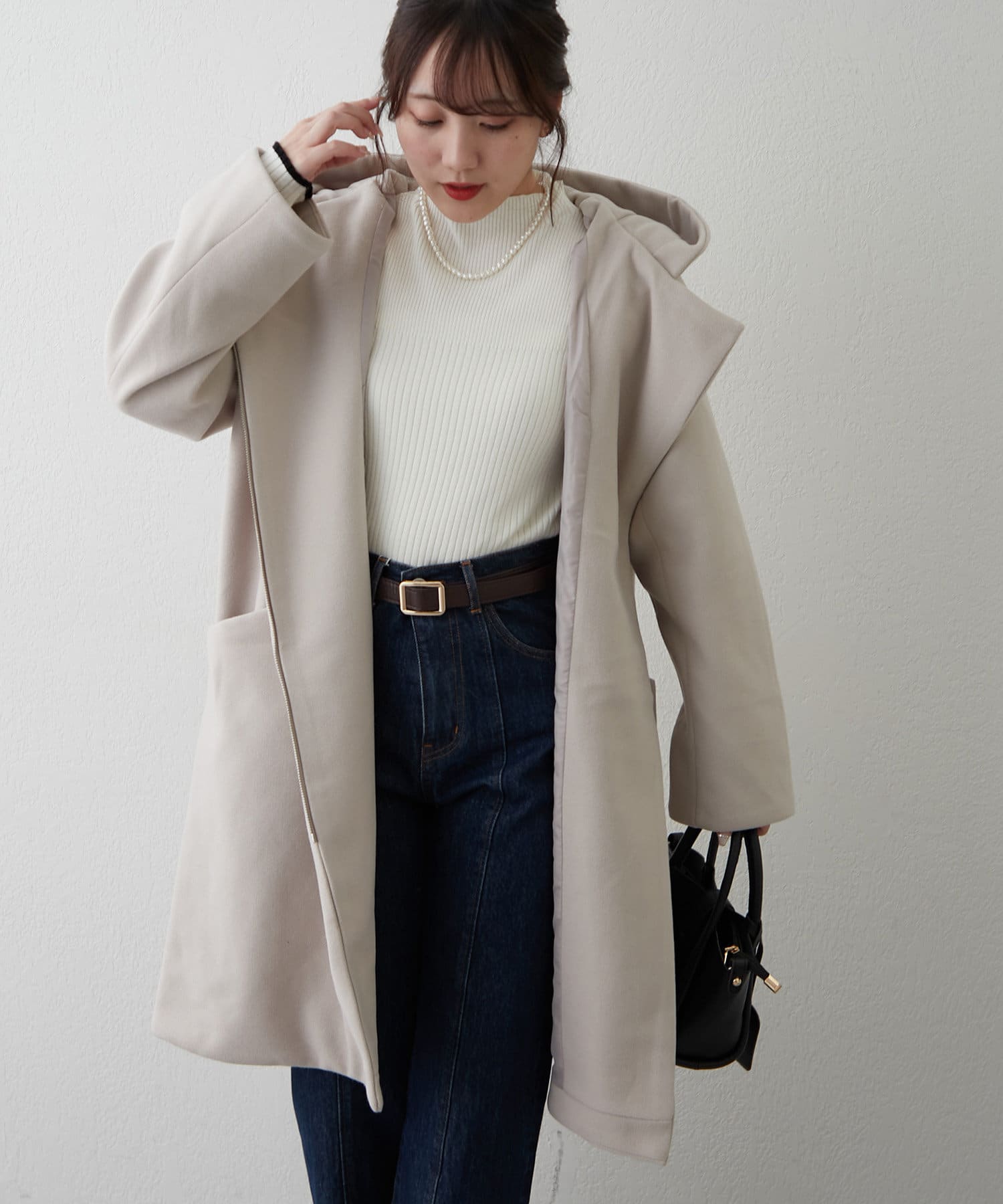 きれいめデザイン、フード付ZIPコート | Remind me and forever