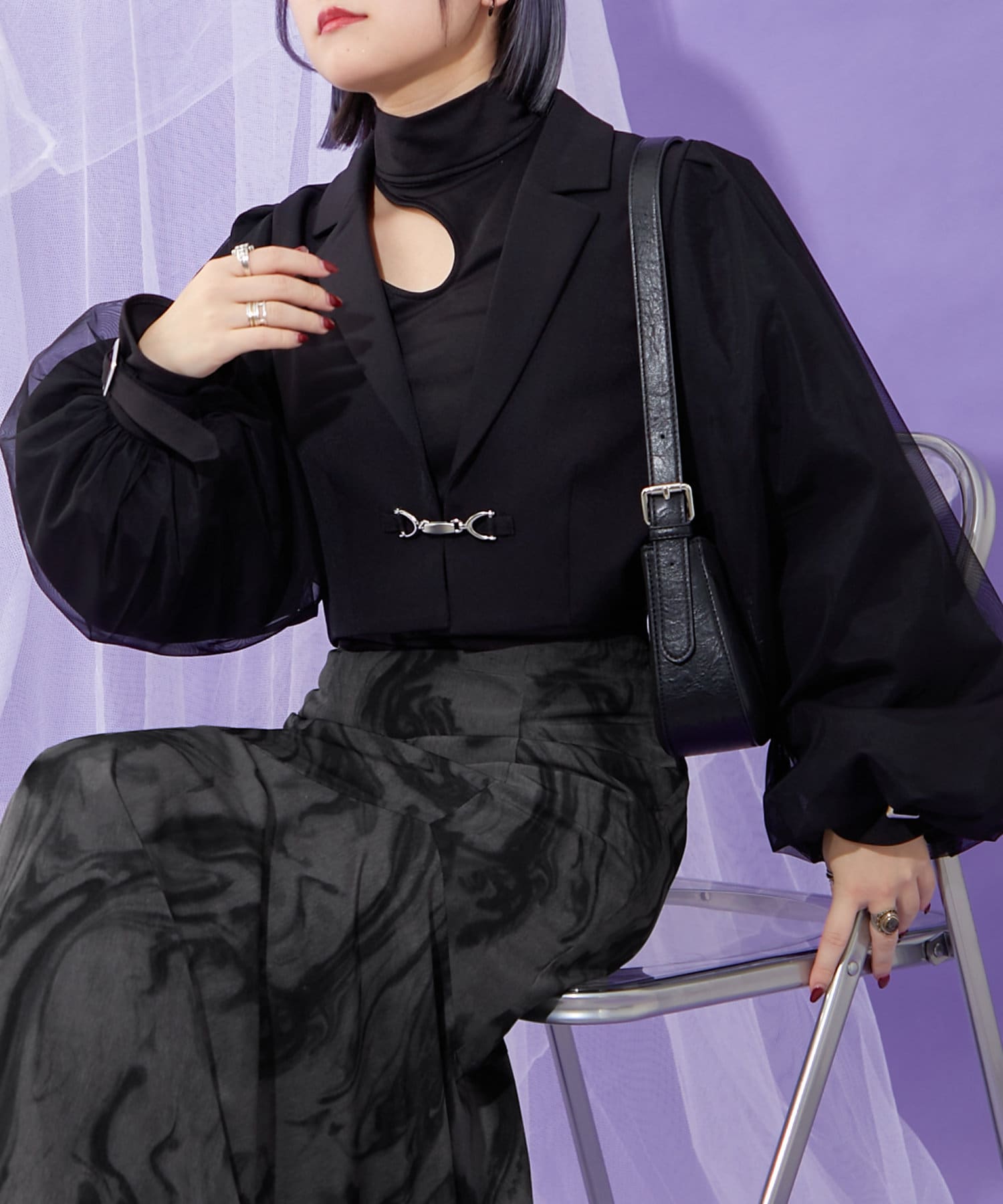 Mavie..7】袖チュールショートジャケット | Remind me and forever