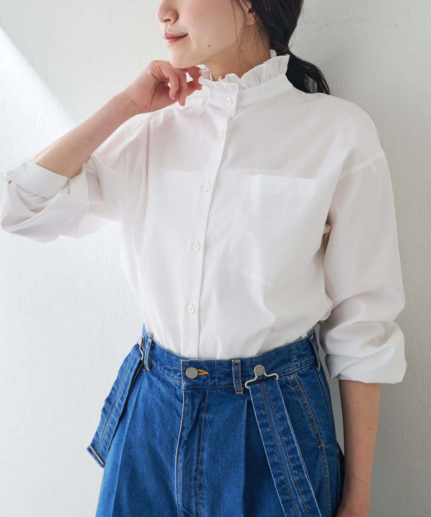 ネックギャザーシャツ | Whim Gazette(ウィム ガゼット)レディース