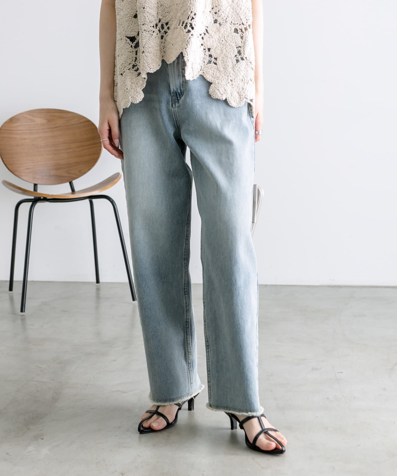 リバイバル》【低身長/高身長対応】タテストレッチ足長デニムパンツ