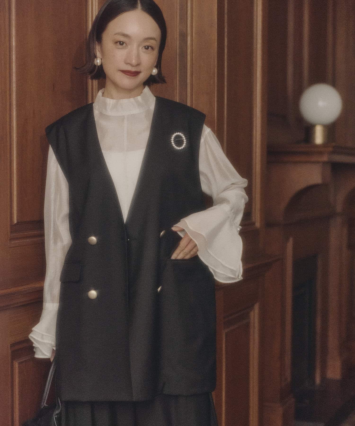 Du noir】パール使いシアー袖フレアブラウス | PUAL CE CIN