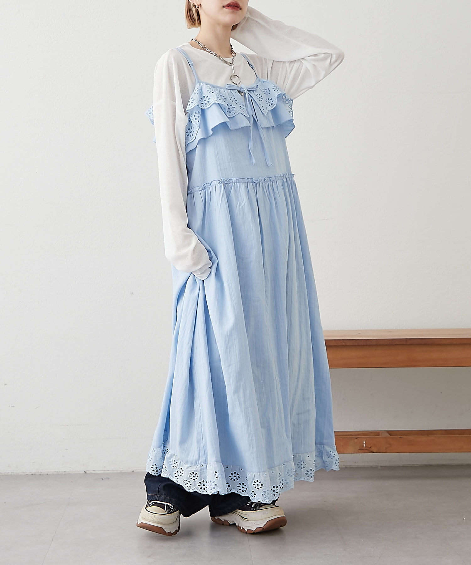 コットンレースキャミワンピース | w closet(ダブルクローゼット