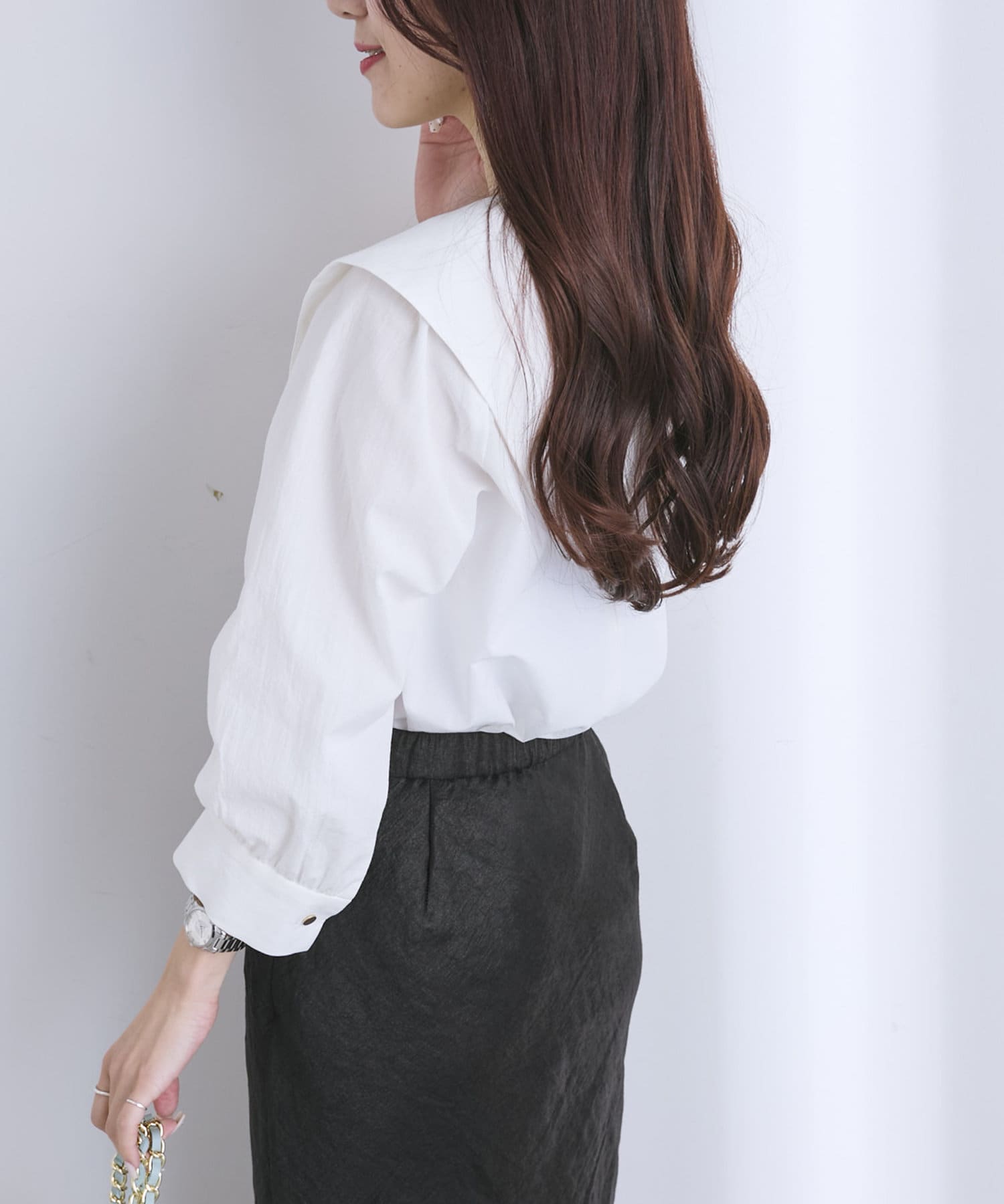 大人っぽビックカラー】アシメビッグカラーブラウス | La boutique