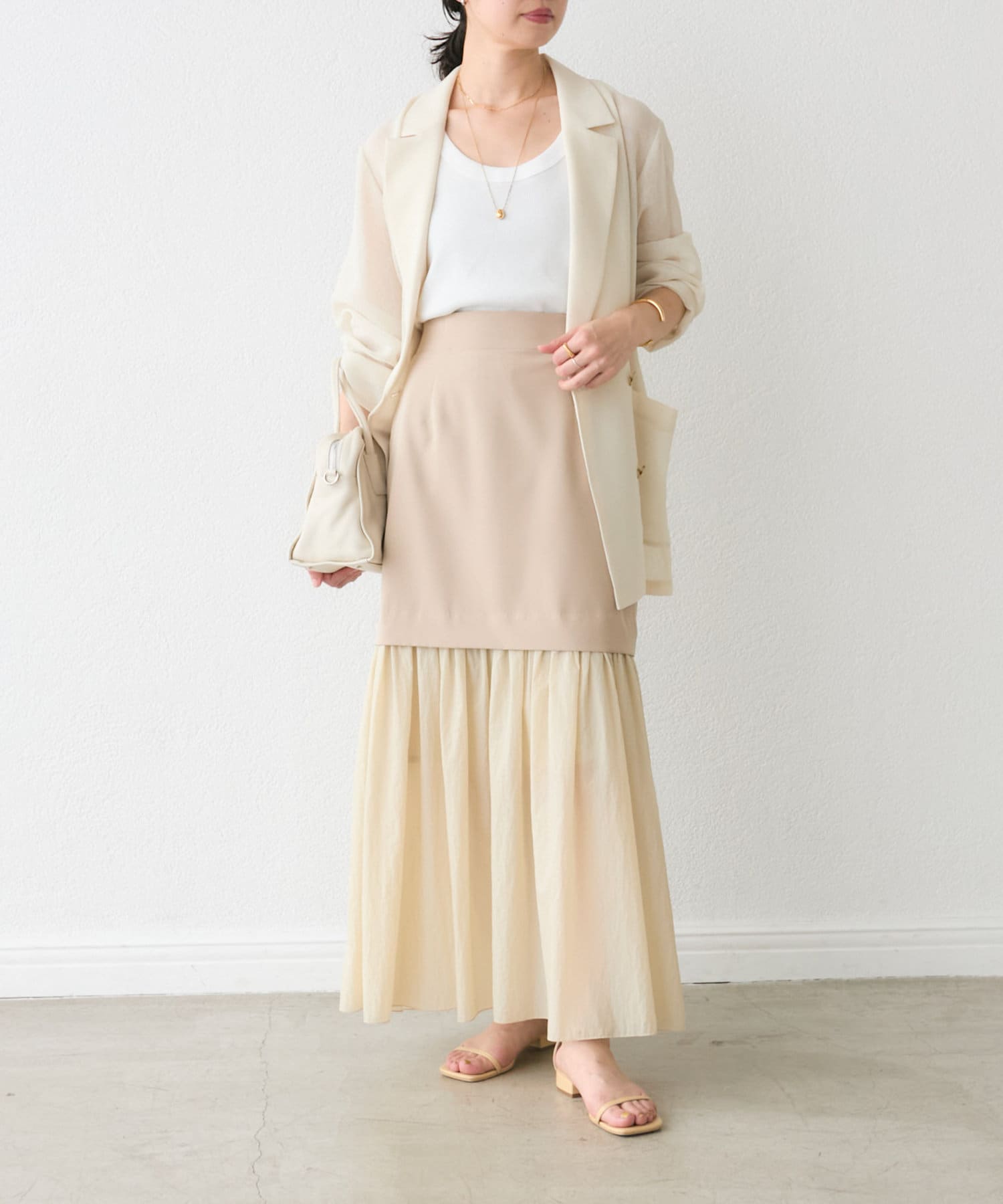 インフルエンサーAI企画】シアー切替ギャザーマーメイドスカート