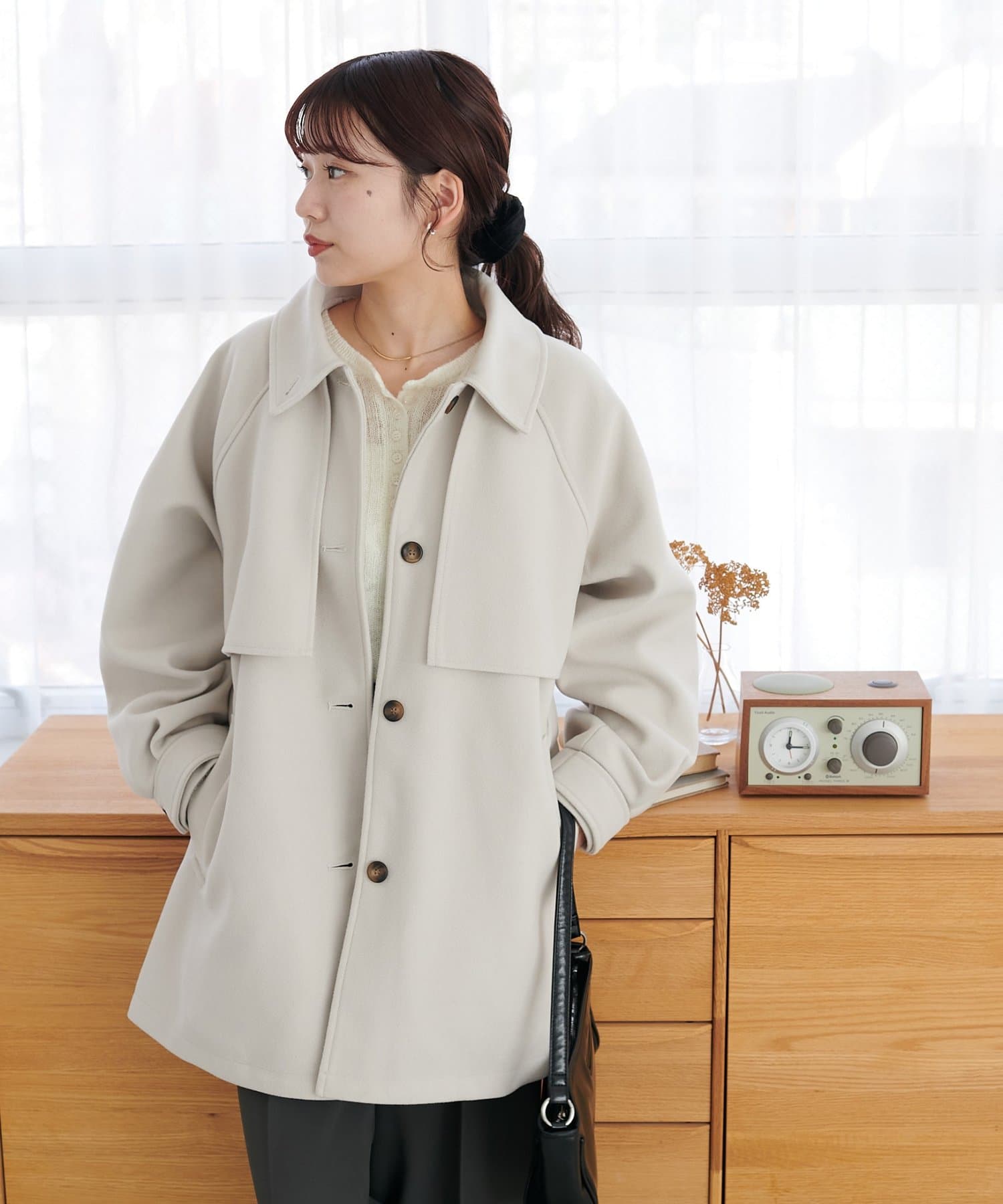 体型カバー/ベルト付き/6色展開】2WAYカラーミドルコート《WEB限定