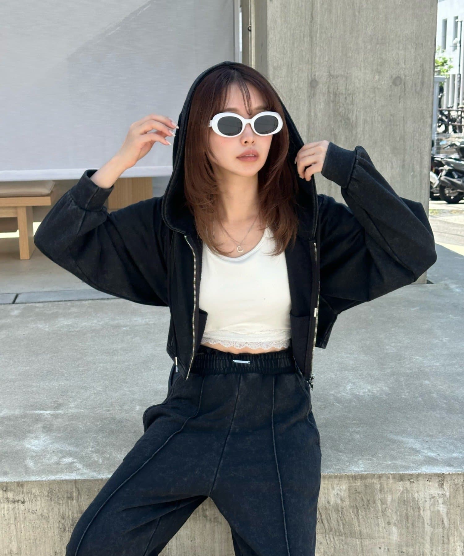 セットアップ対応】フード付ダブルジップパーカー | RAY CASSIN