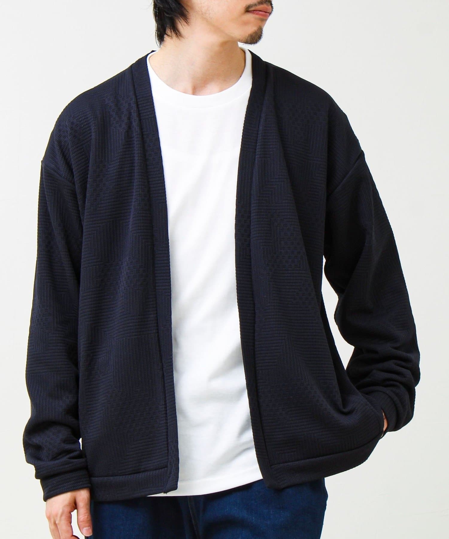 ロンTとカーデの2点セット】ランダムジャガード アンサンブル