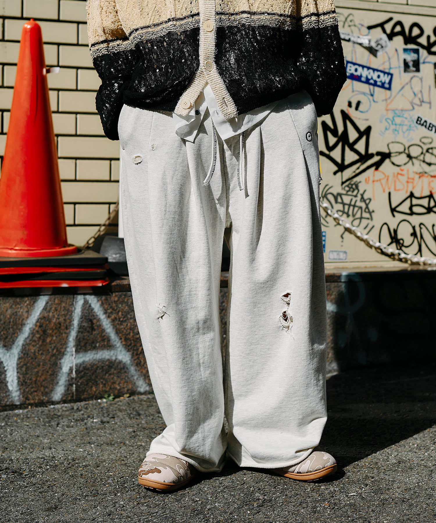 別注 HOME BAGGY DAMEGED(XS WHITE): SHINYAKOZUKA: MENS｜CONZ ONLINE